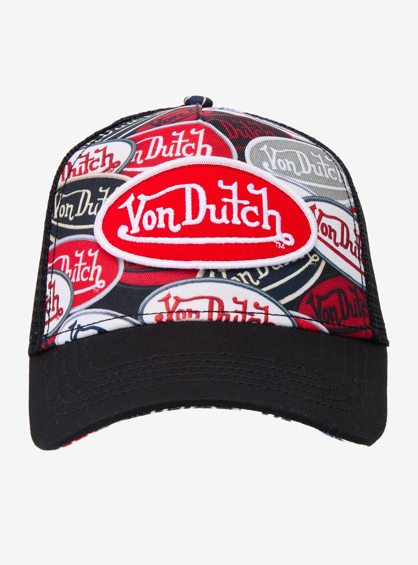Von Dutch Repeated Logo Trucker Hat, , hi-res