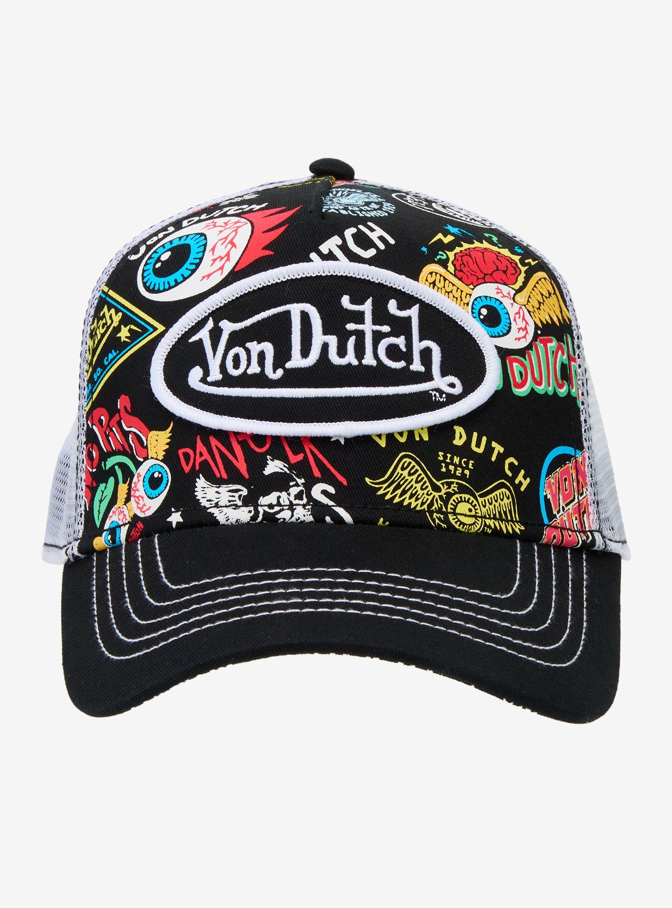 Von Dutch Tattoo Eyes Logo Trucker Hat, , alternate