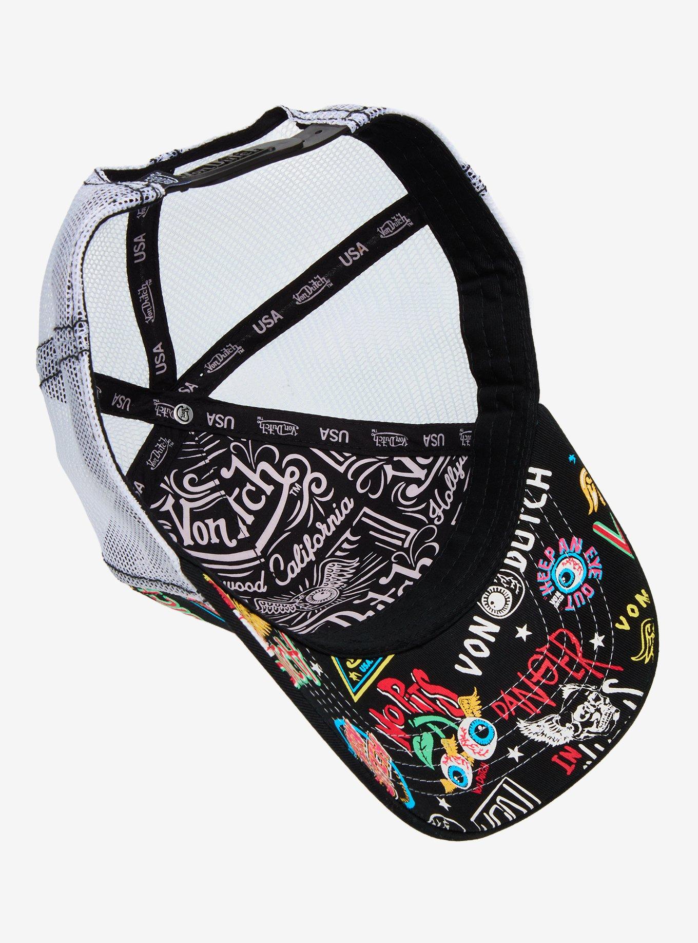 Von Dutch Tattoo Eyes Logo Trucker Hat, , alternate
