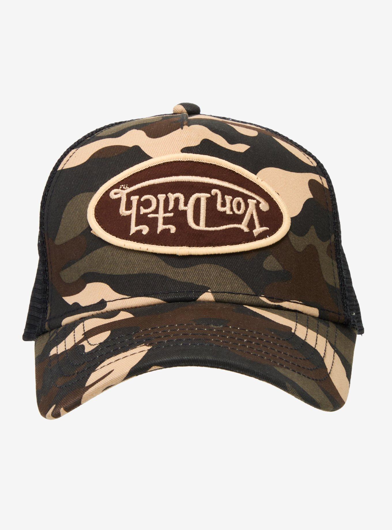 Von Dutch Black & Camo Logo Trucker Hat, , hi-res