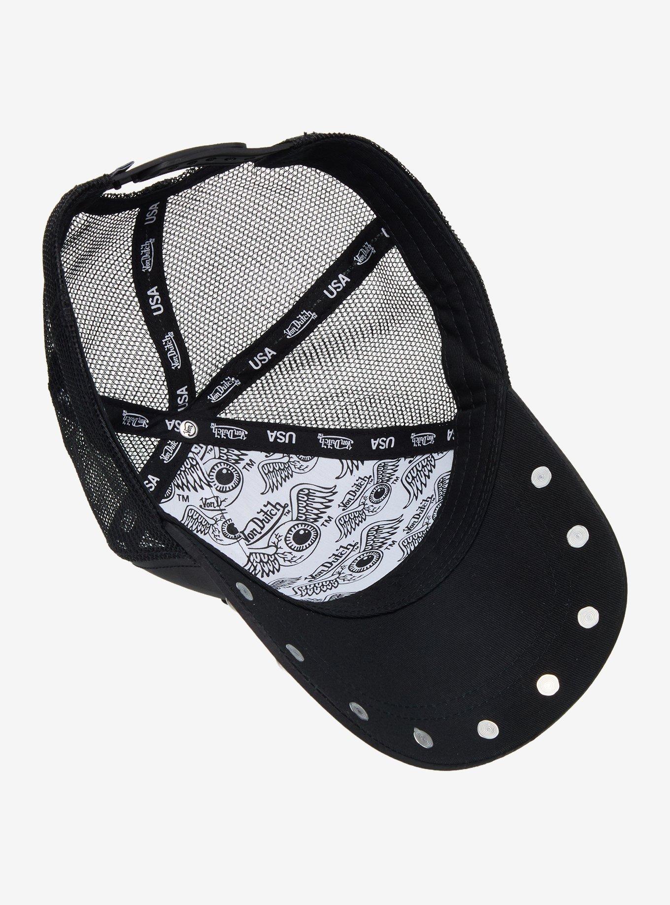 Von Dutch Upside Down Logo & Stud Trucker Hat, , alternate