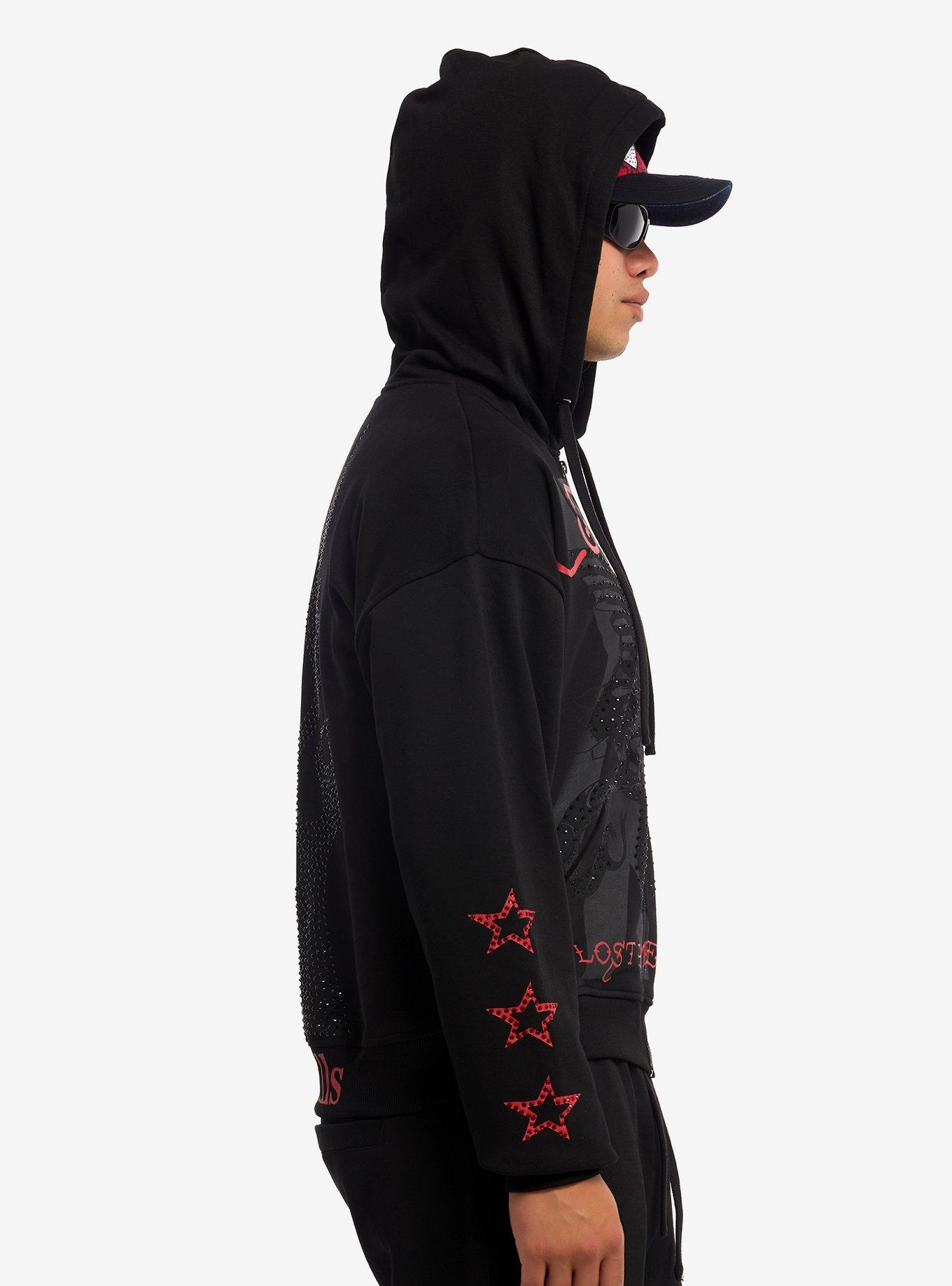 Ed Hardy X mgk Flames Rhinestone Hoodie, BLACK, alternate