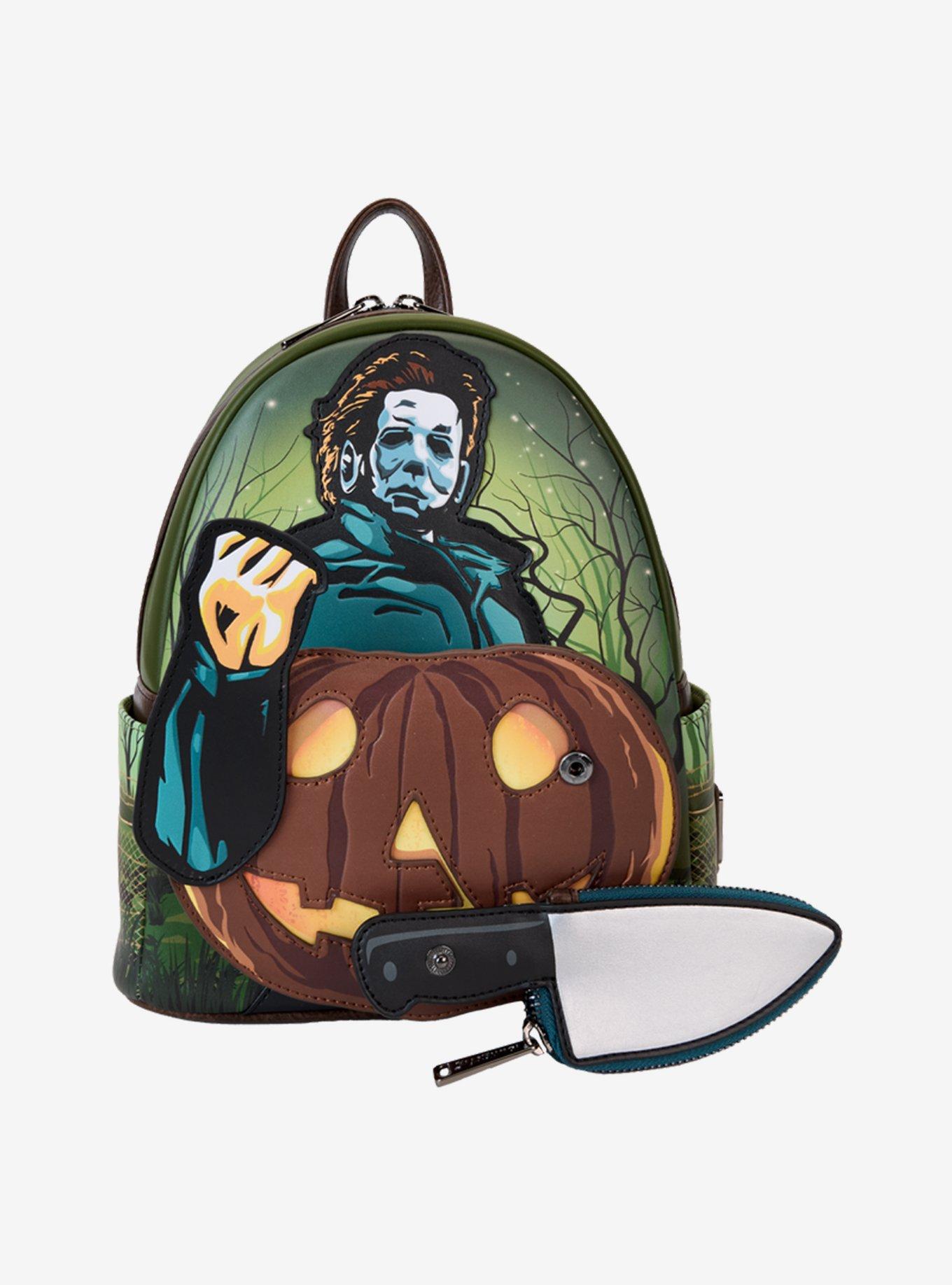 Loungefly Halloween Michael Myers Pumpkin Glow-in-the-Dark Mini Backpack with Coin Purse, , alternate - view 4