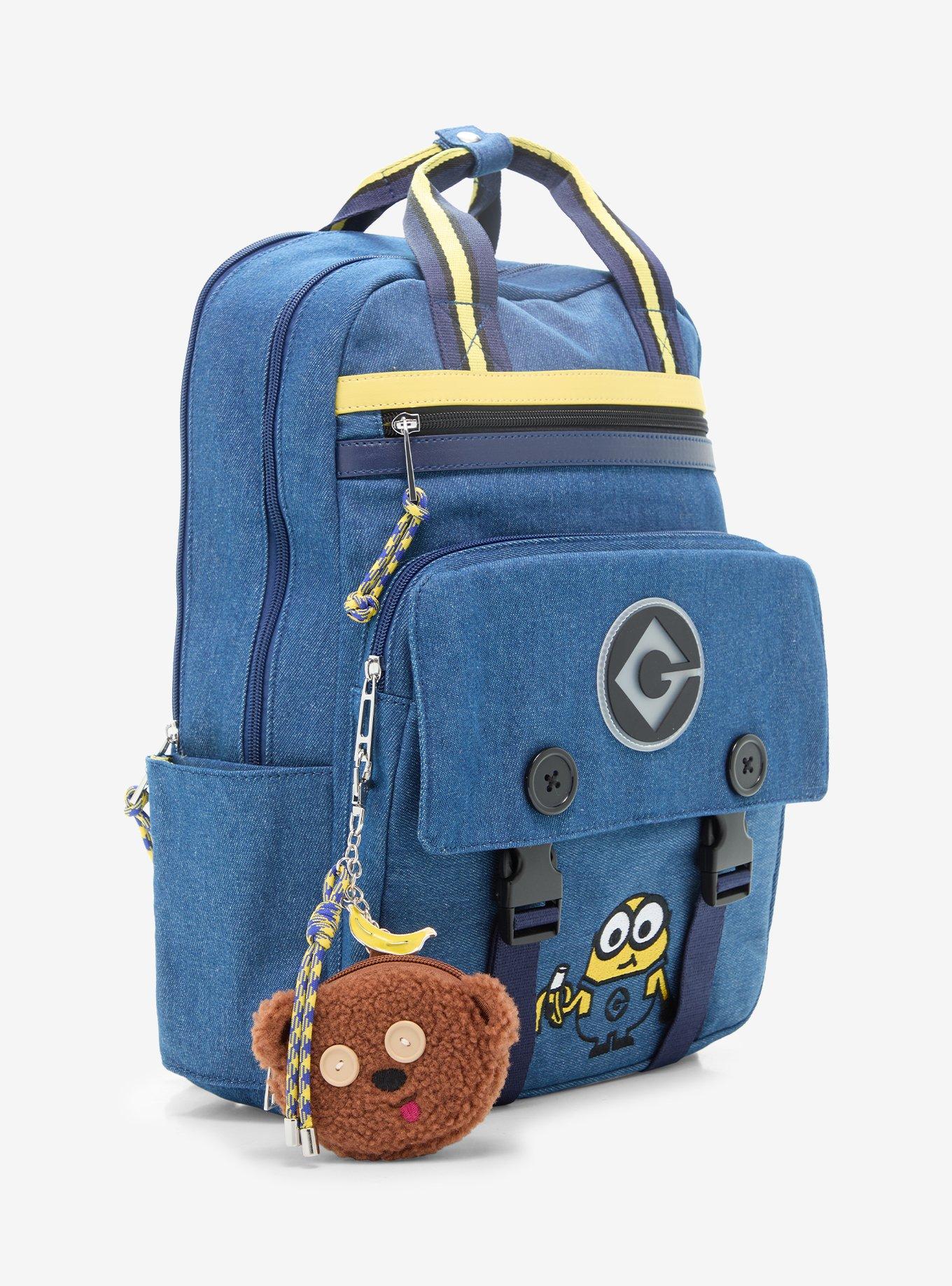 Minions Denim Backpack with Teddy Bear Coin Purse - BoxLunch Exclusive, , hi-res