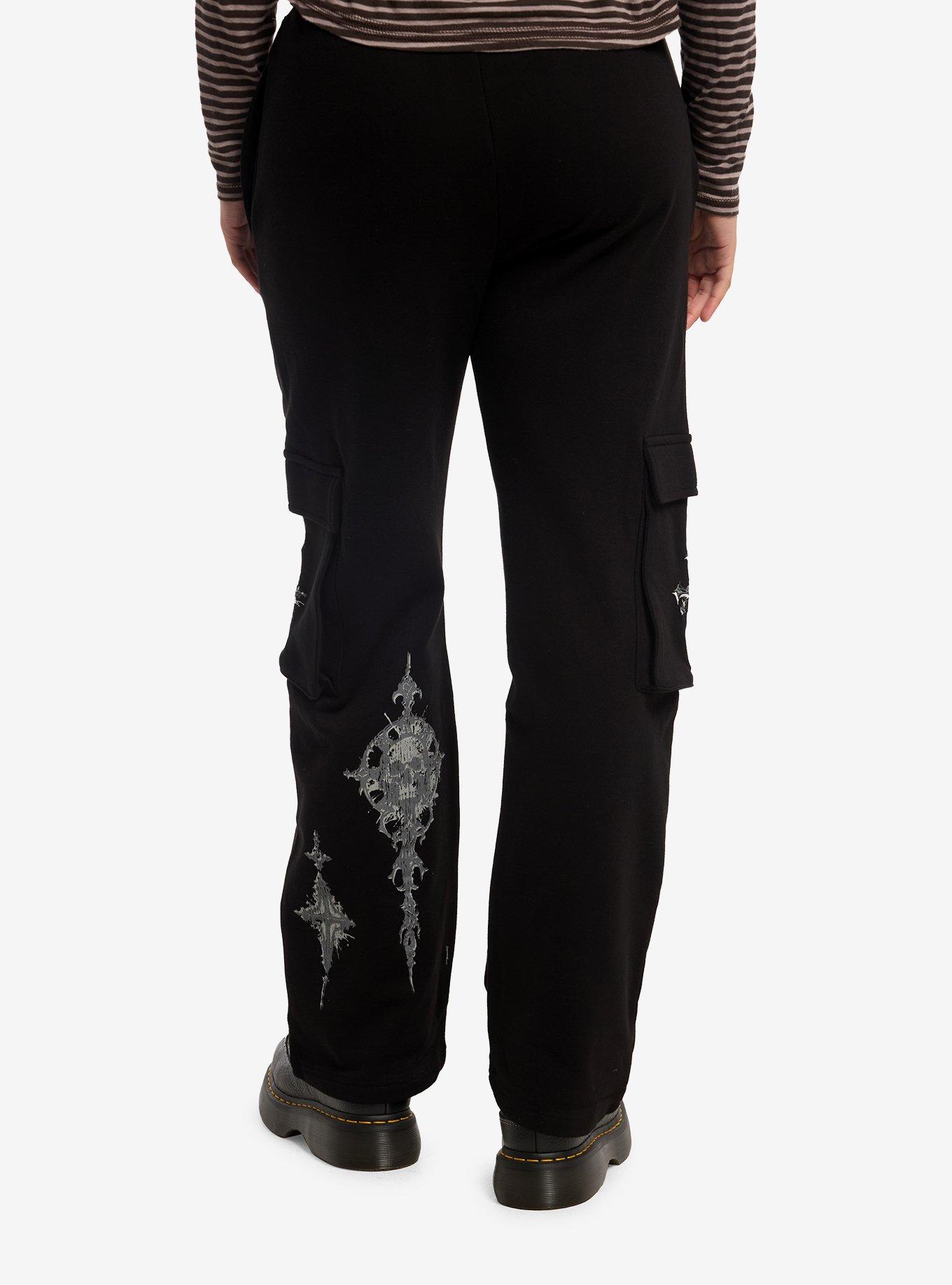 Black Skull & Cross Cargo Sweatpants, , hi-res