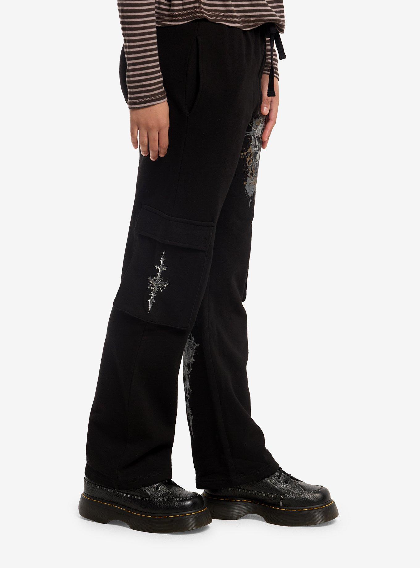 Black Skull & Cross Cargo Sweatpants, MULTI, alternate