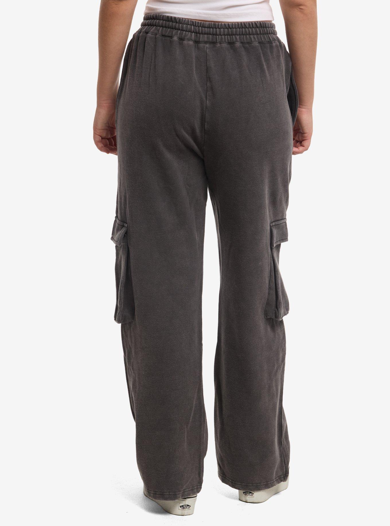 Skull Rib Cage Art Grey Wash Cargo Sweatpants, , hi-res