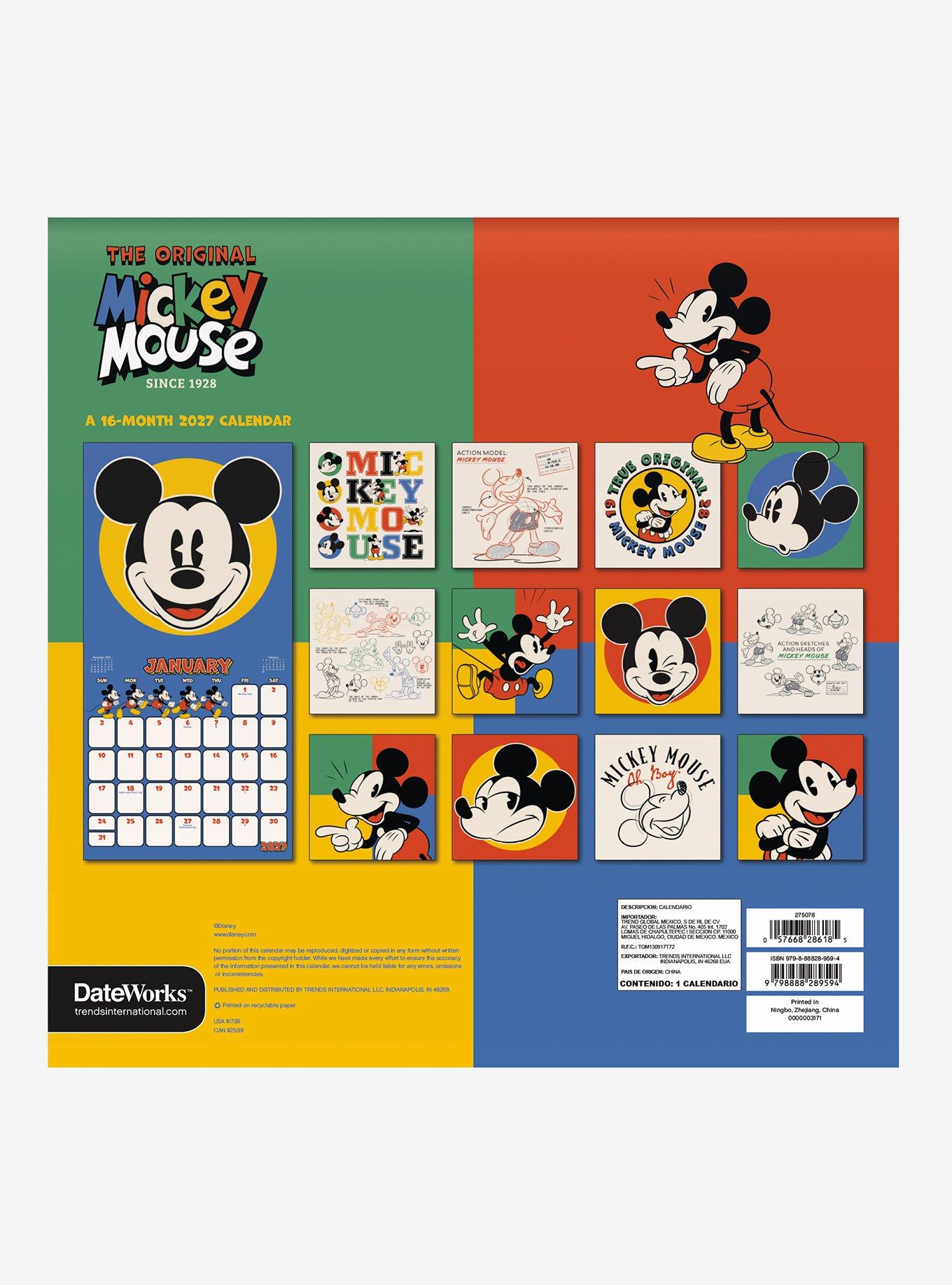 Disney Mickey Mouse Retro 16-Month 2027 Wall Calendar