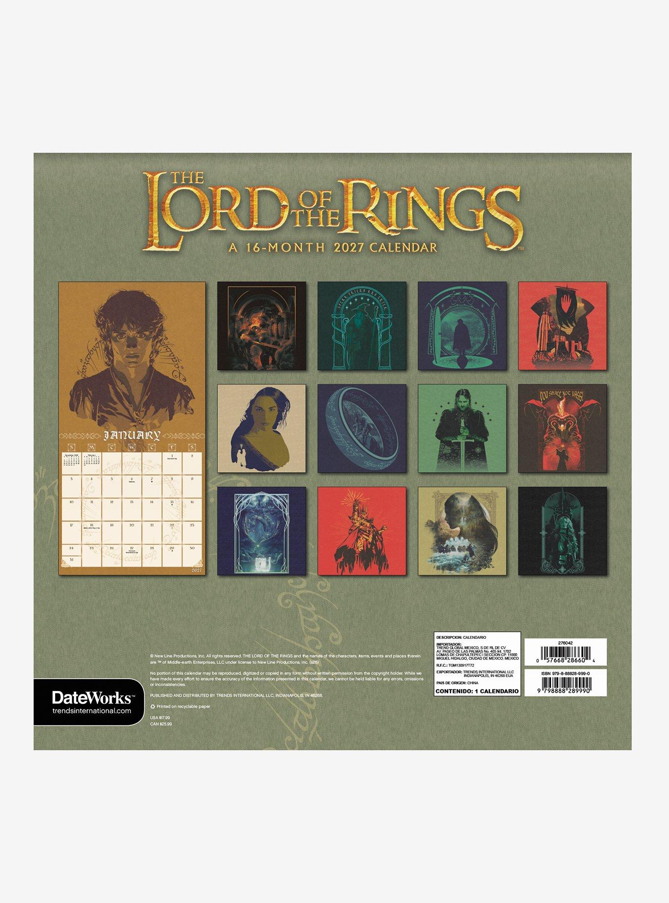The Lord of the Rings 16-Month 2027 Wall Calendar
