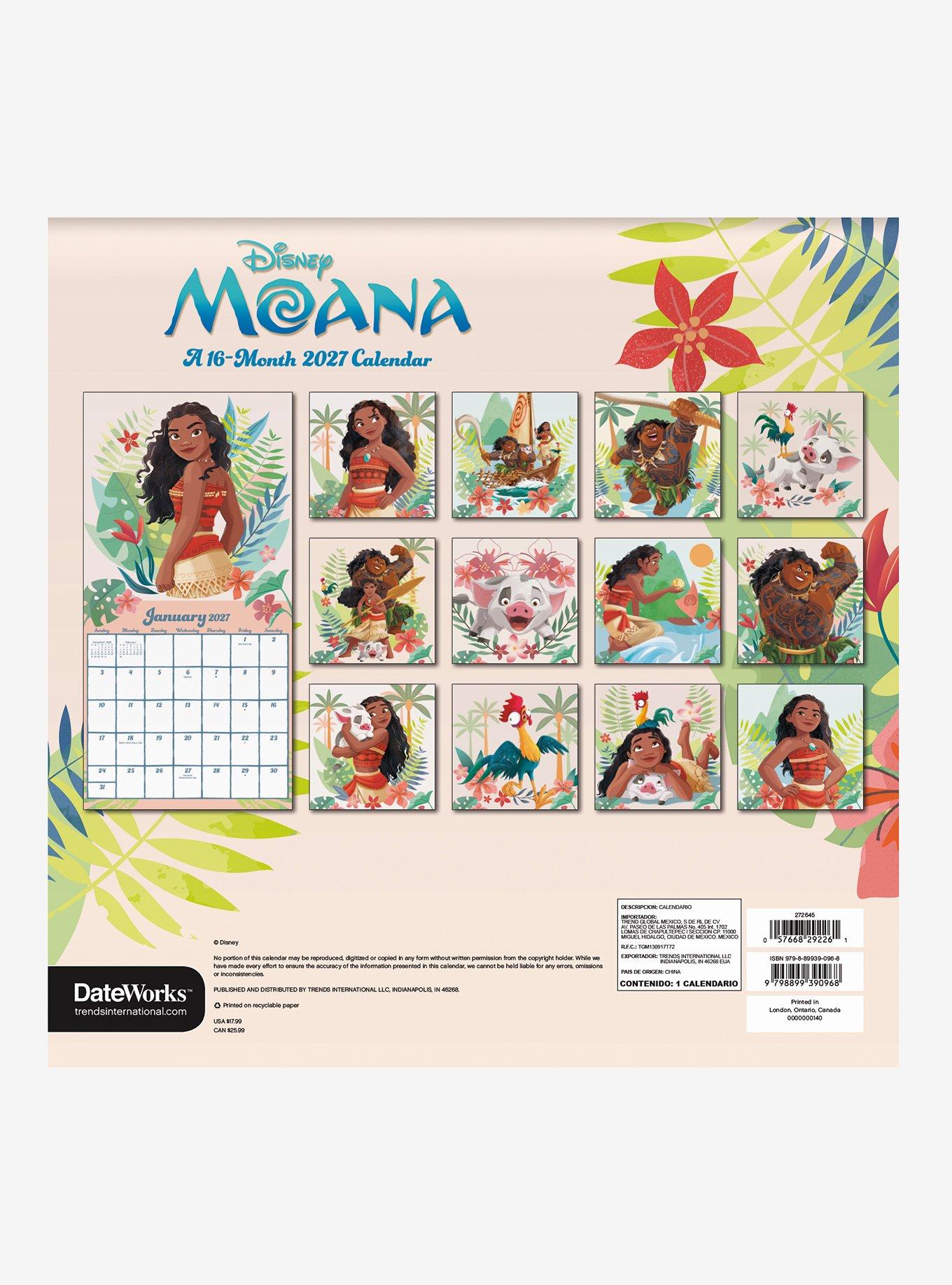 Disney Moana 16-Month 2027 Wall Calendar