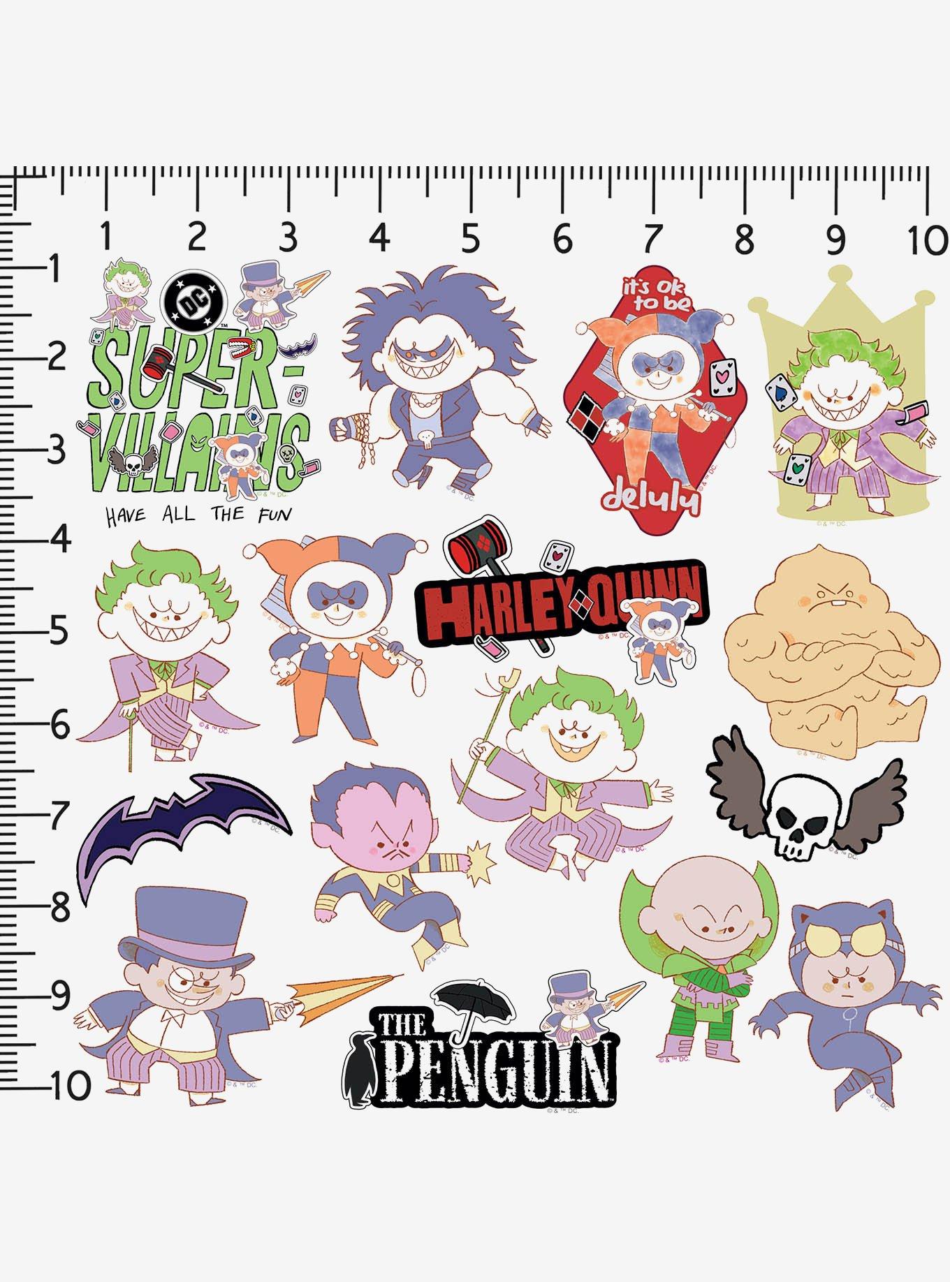 DC Comics Justice League Hand Drawn Villian Chibis Miscellaneous 100ct Sticker Pack, , alternate