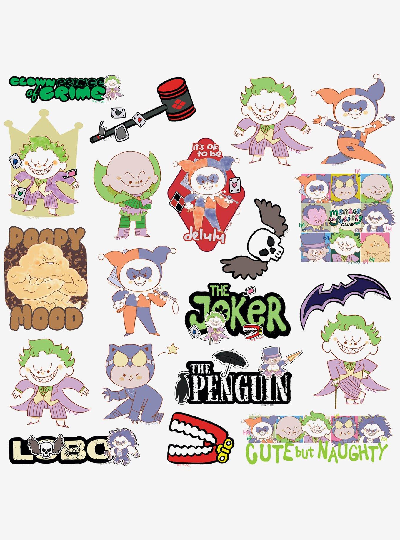 DC Comics Justice League Hand Drawn Villian Chibis Miscellaneous 100ct Sticker Pack, , alternate