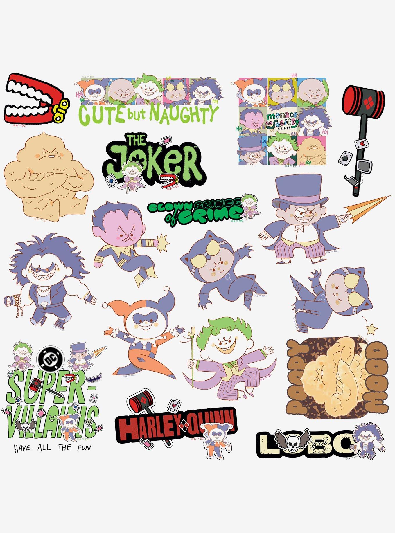 DC Comics Justice League Hand Drawn Villian Chibis Miscellaneous 100ct Sticker Pack, , alternate