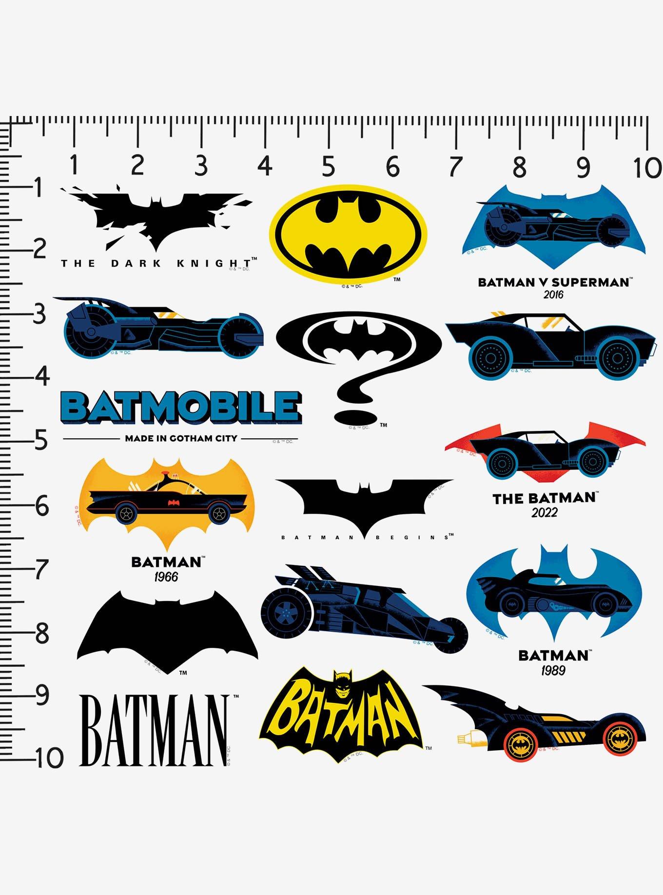 DC Comics Batman Iconic Batmobile Through The Ages Miscellaneous 100ct Sticker Pack, , alternate