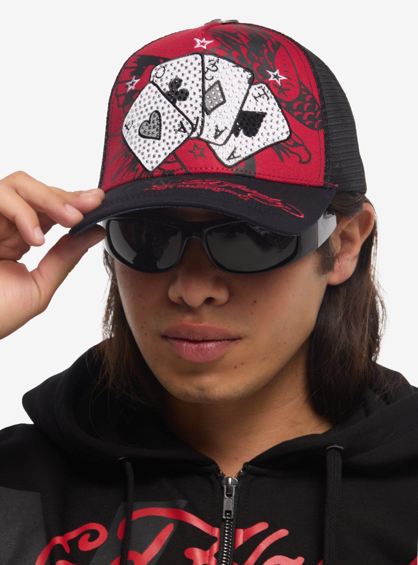 Ed Hardy X mgk Cards Rhinestone Trucker Hat, , alternate