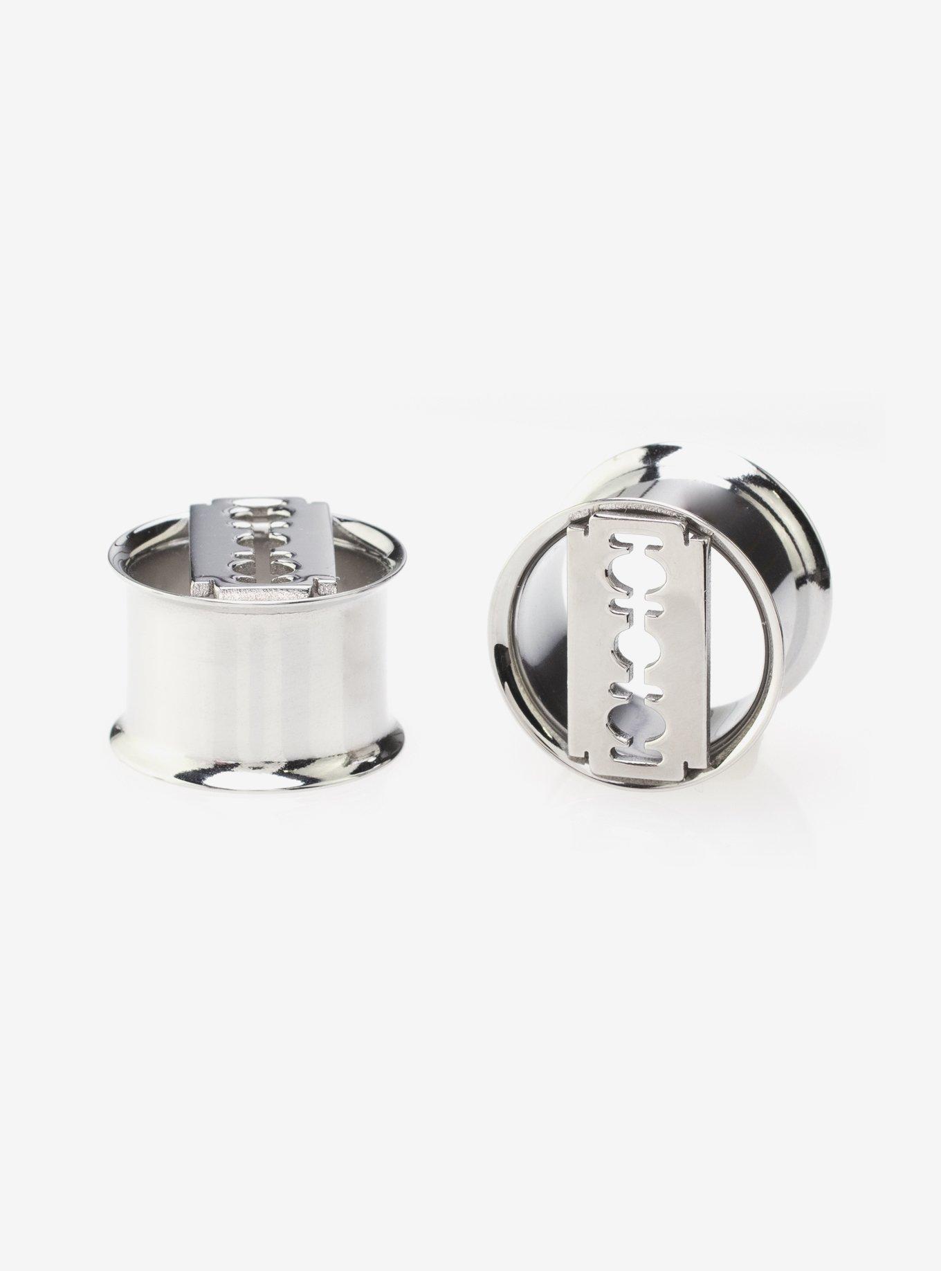 Steel Silver Razor Blade Double Flare Plug 2 Pack, , hi-res