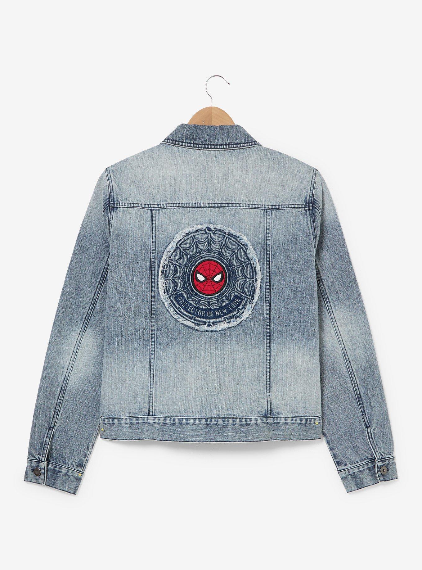 Marvel Spider-Man Embroidered Patches Plus Size Cropped Denim Jacket, , hi-res