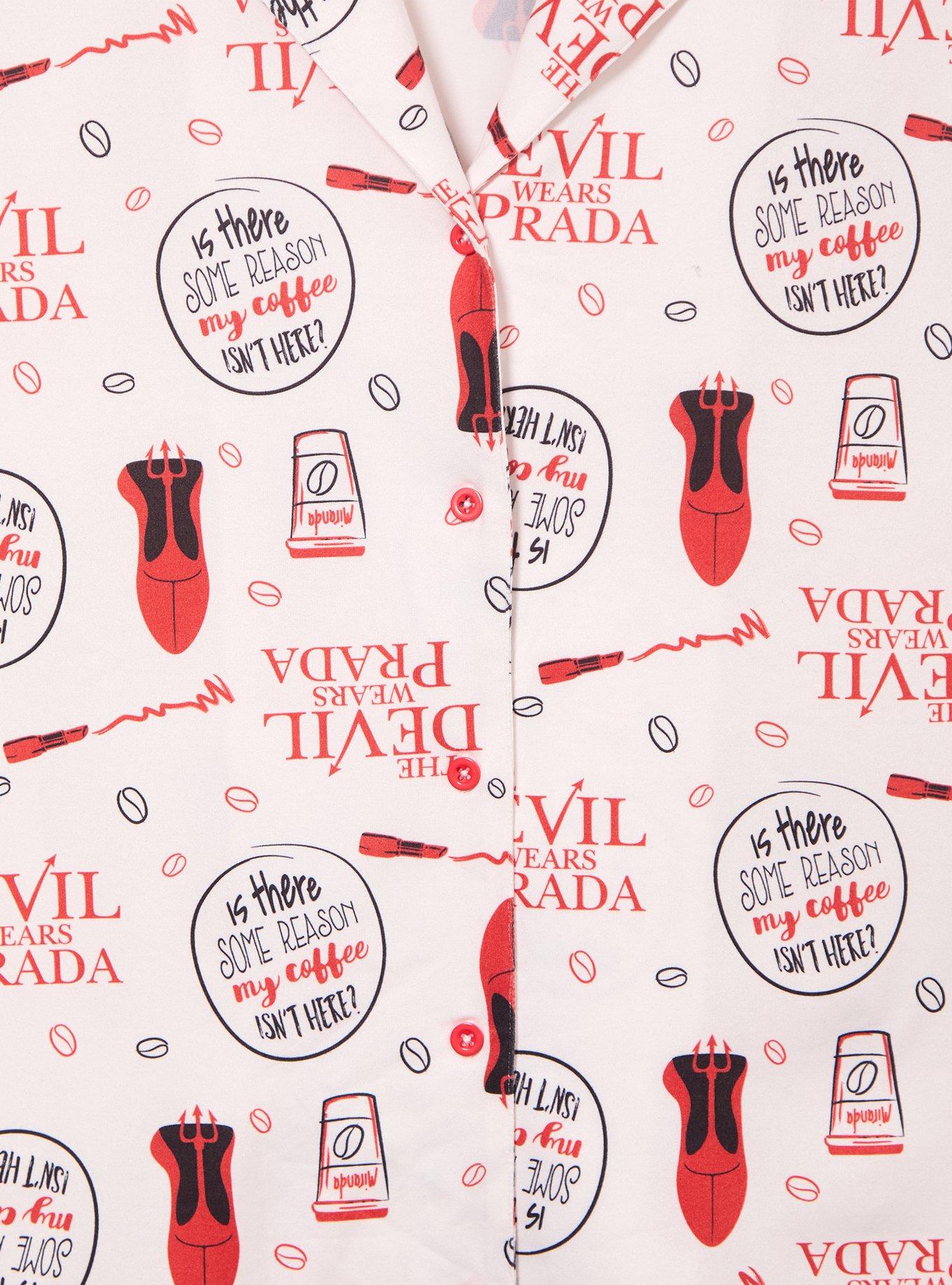 The Devil Wears Prada Quotes Allover Print Women's Sleep Shirt and Shorts Set - BoxLunch Exclusive, RED, alternate