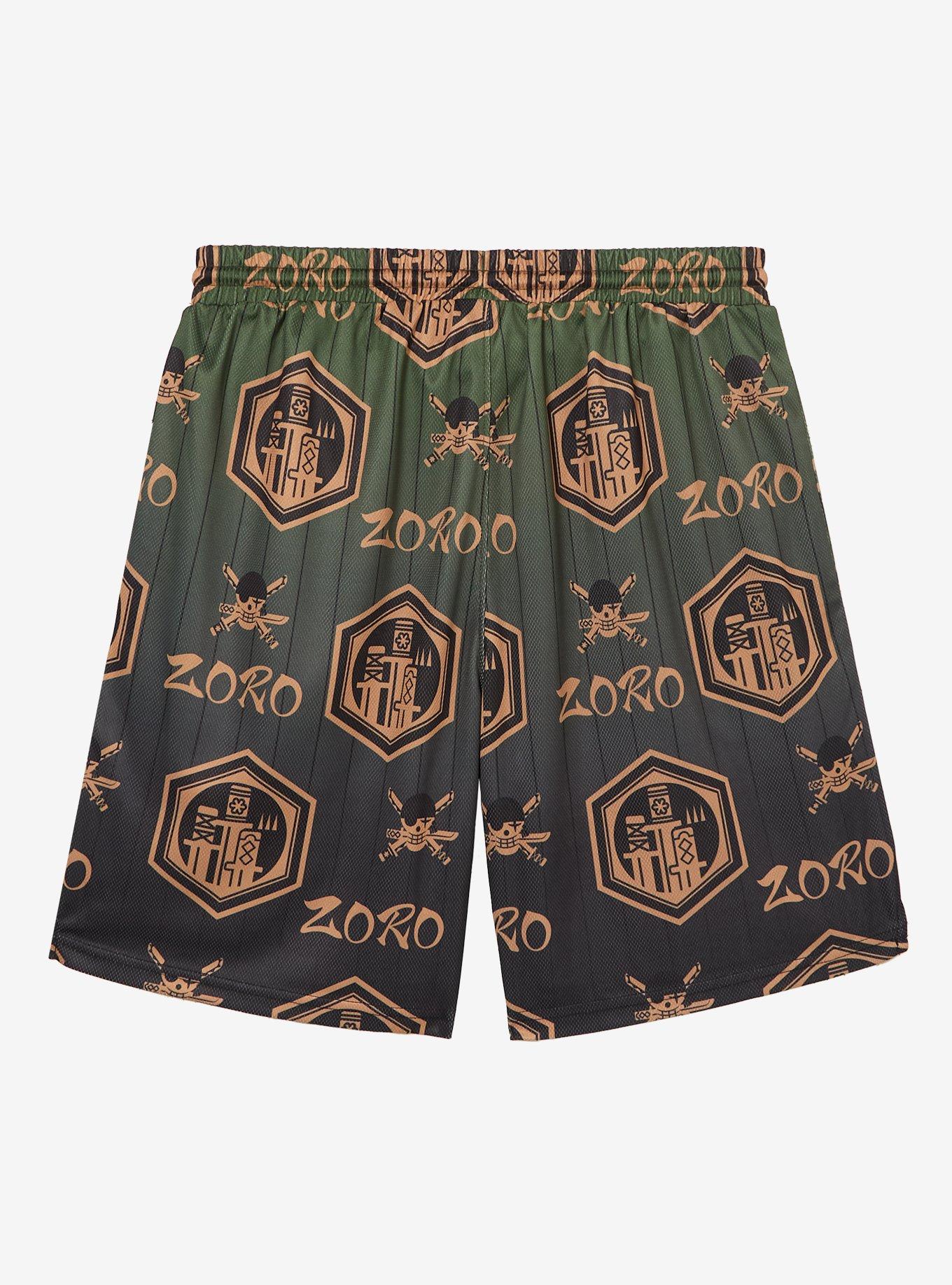 One Piece Zoro Allover Print Basketball Shorts &mdash; BoxLunch Exclusive, , hi-res