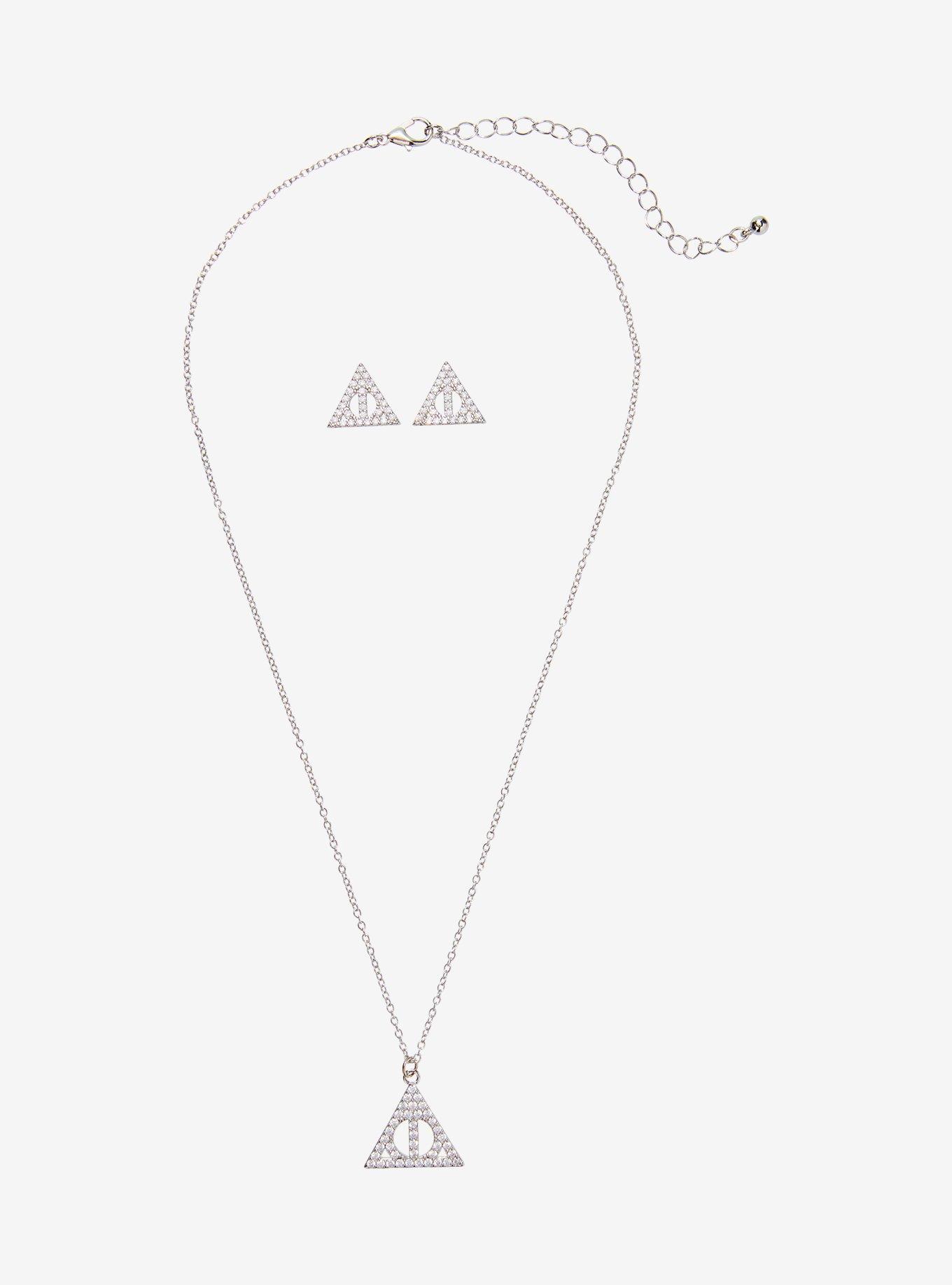 Harry Potter Bling Deathly Hallows Earring & Necklace Set, , hi-res