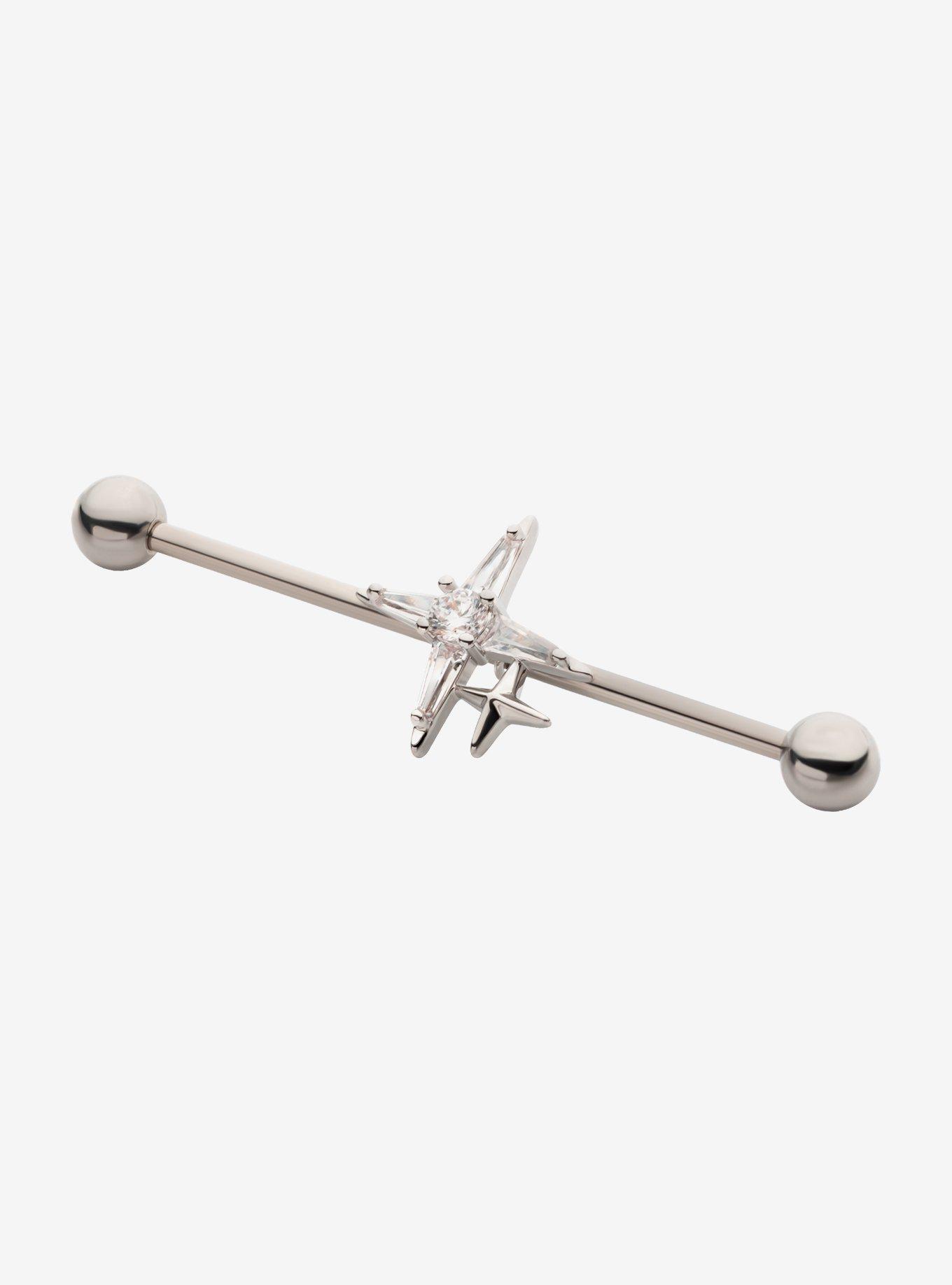 Steel Silver Starburst Industrial Barbell, , hi-res
