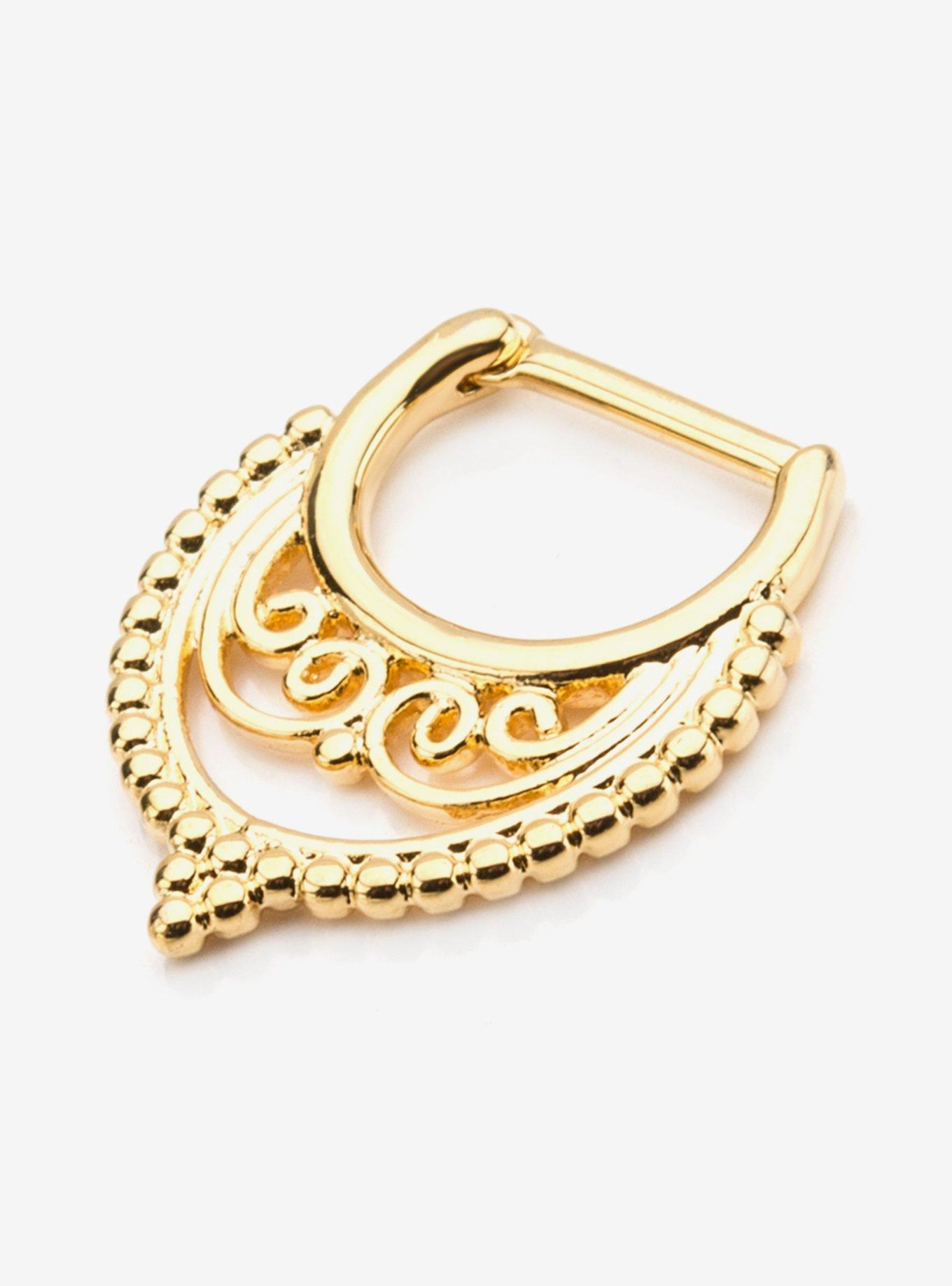 Steel Gold Filigree Hinged Clicker, , hi-res