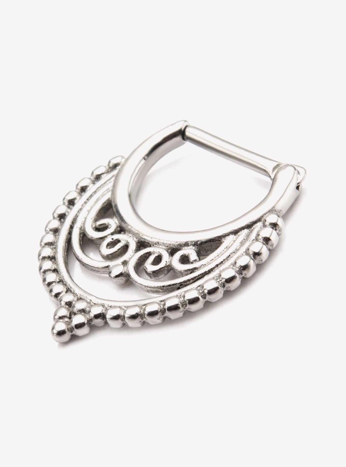 Steel Silver Ornate Filigree Hinged Clicker, , hi-res