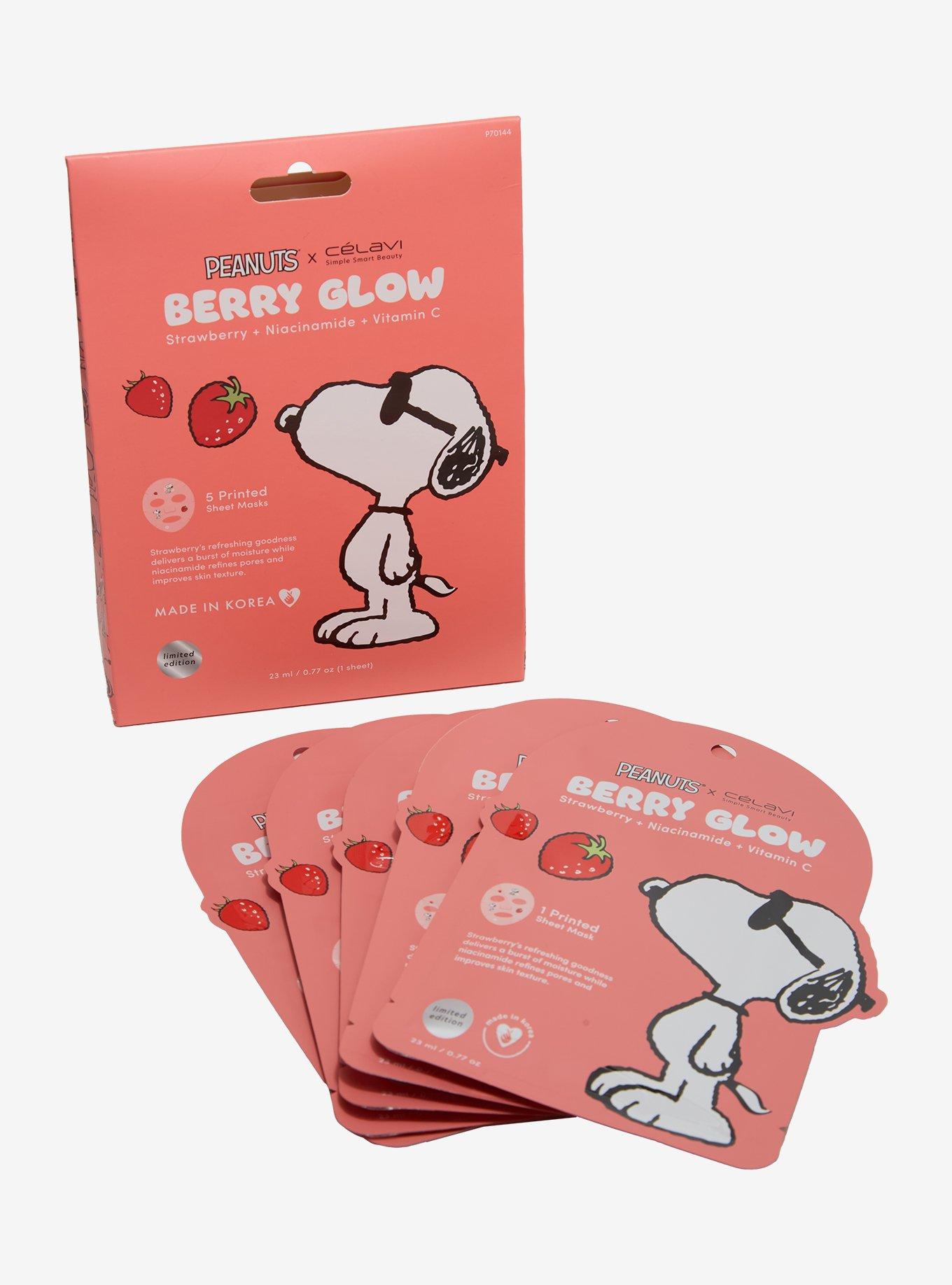 C&eacute;lavi Peanuts Berry Glow Face Sheet Mask Set, , hi-res