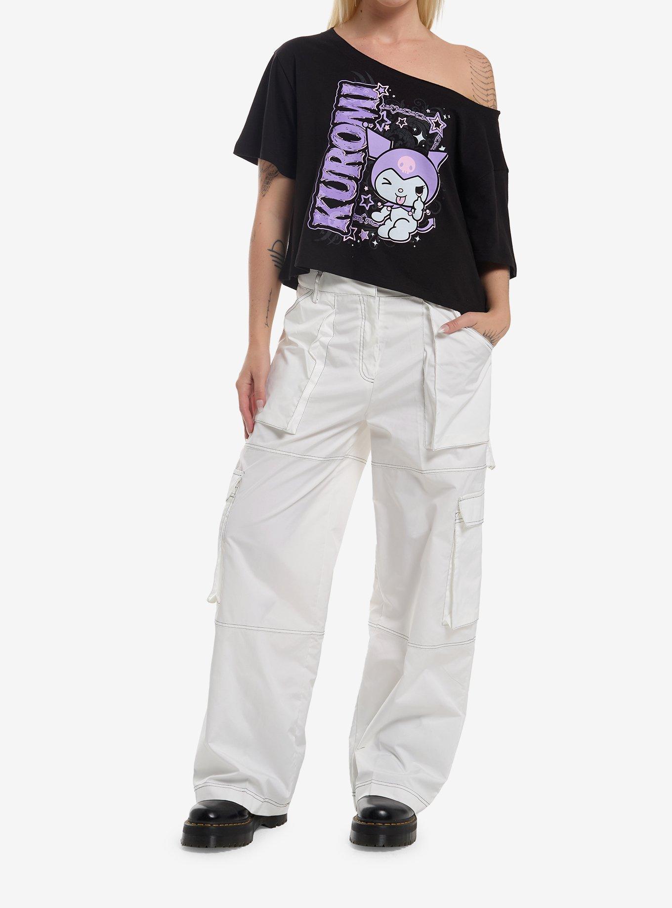 Kuromi Chains & Stars Girls Off-Shoulder T-Shirt, , hi-res