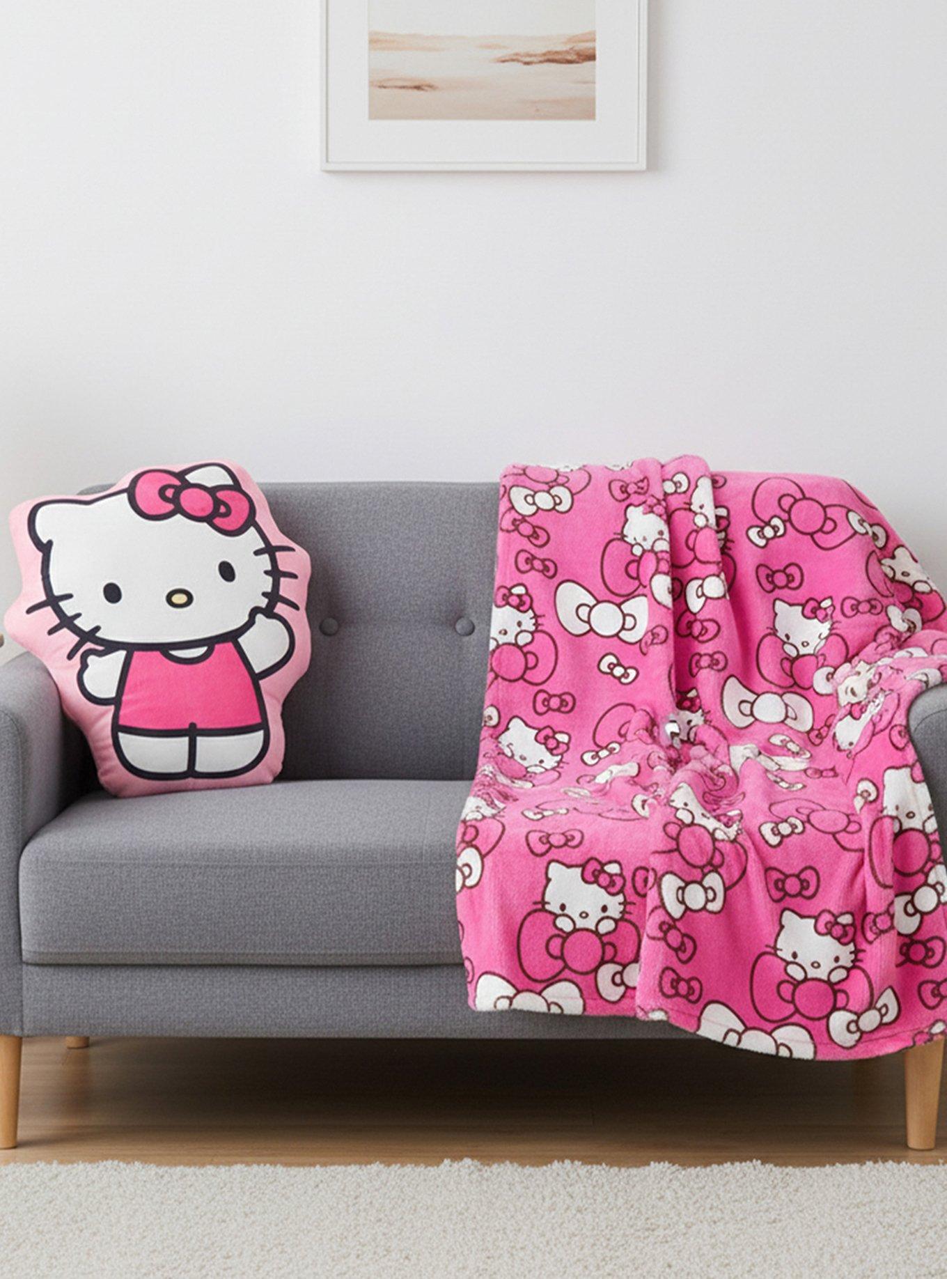 Hello Kitty Pink Bow Pretty Silk Touch Throw Blanket and Cloud Pal Set
