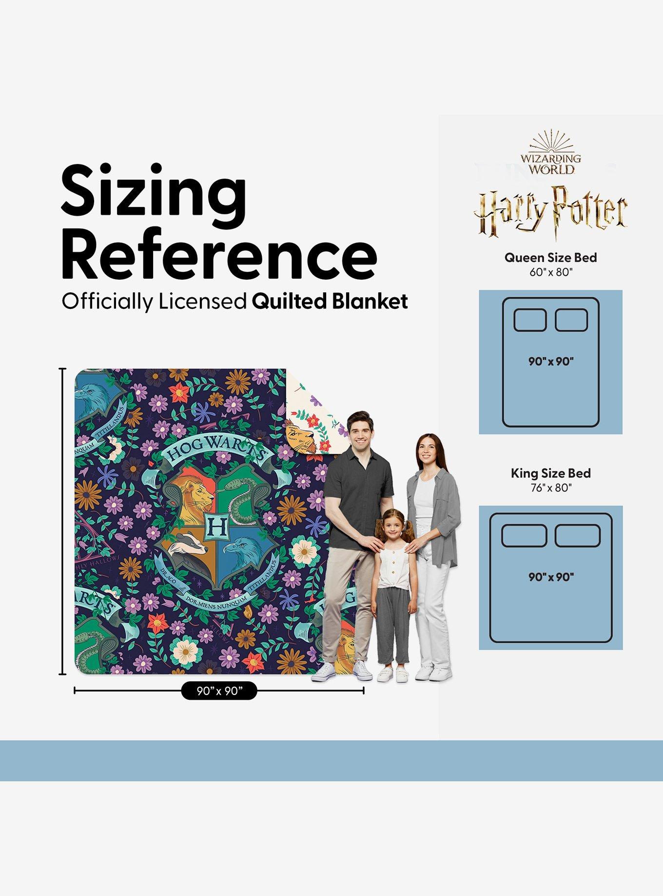 Harry Potter Botanical Crests 90x90" Quilted Throw Blanket, , alternate