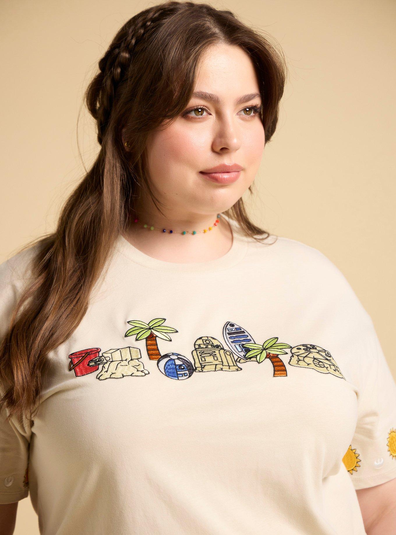 Her Universe Star Wars Embroidered Beach Characters Plus Size T-Shirt Her Universe Exclusive, MULTI, alternate - view 5