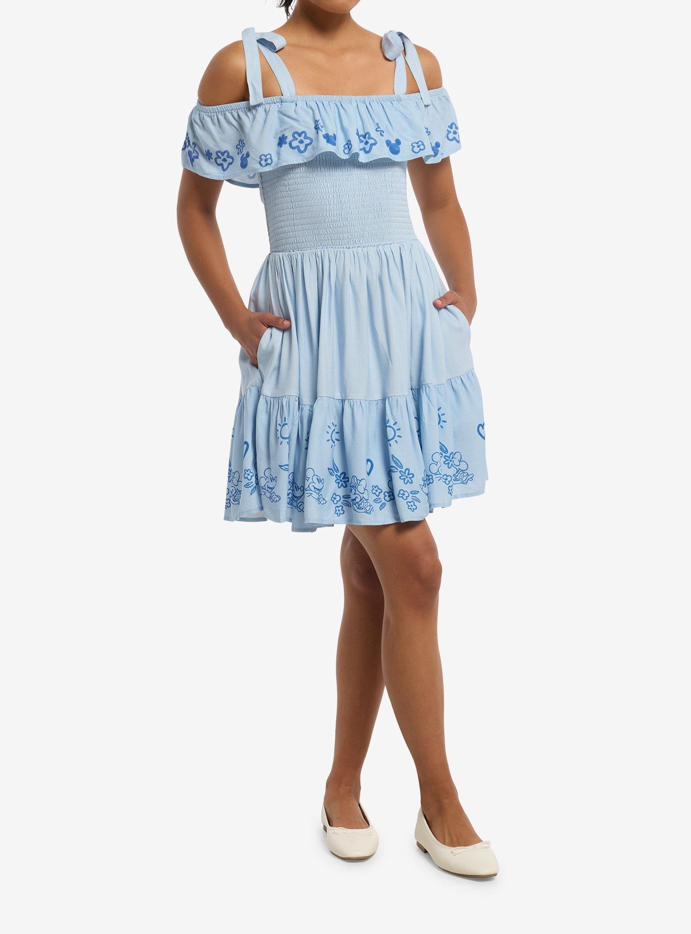 Her Universe Disney Mickey & Minnie Floral Off-the-Shoulder Dress Her Universe Exclusive, , hi-res