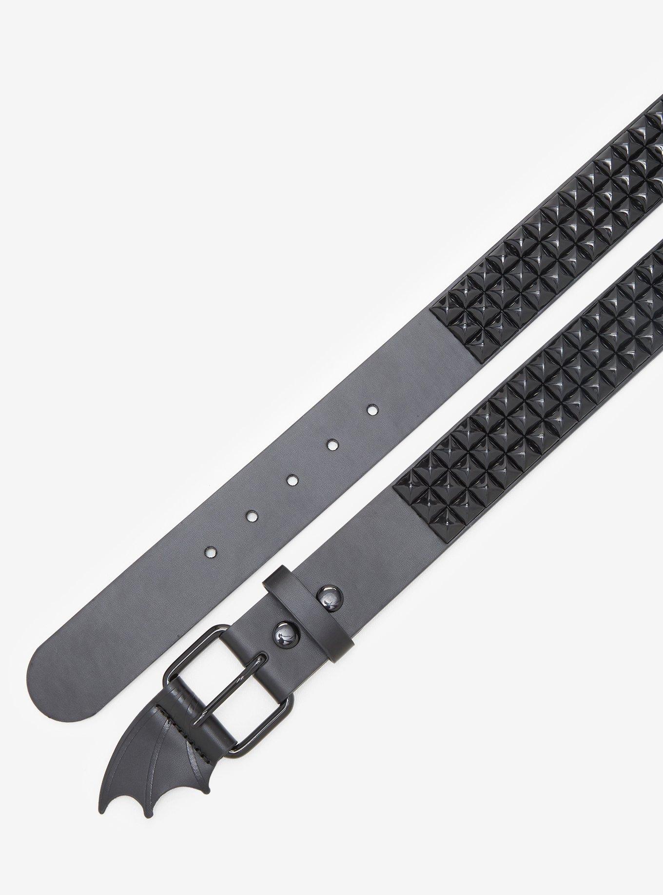 Black Bat Wing Pyramid Stud Belt, , hi-res