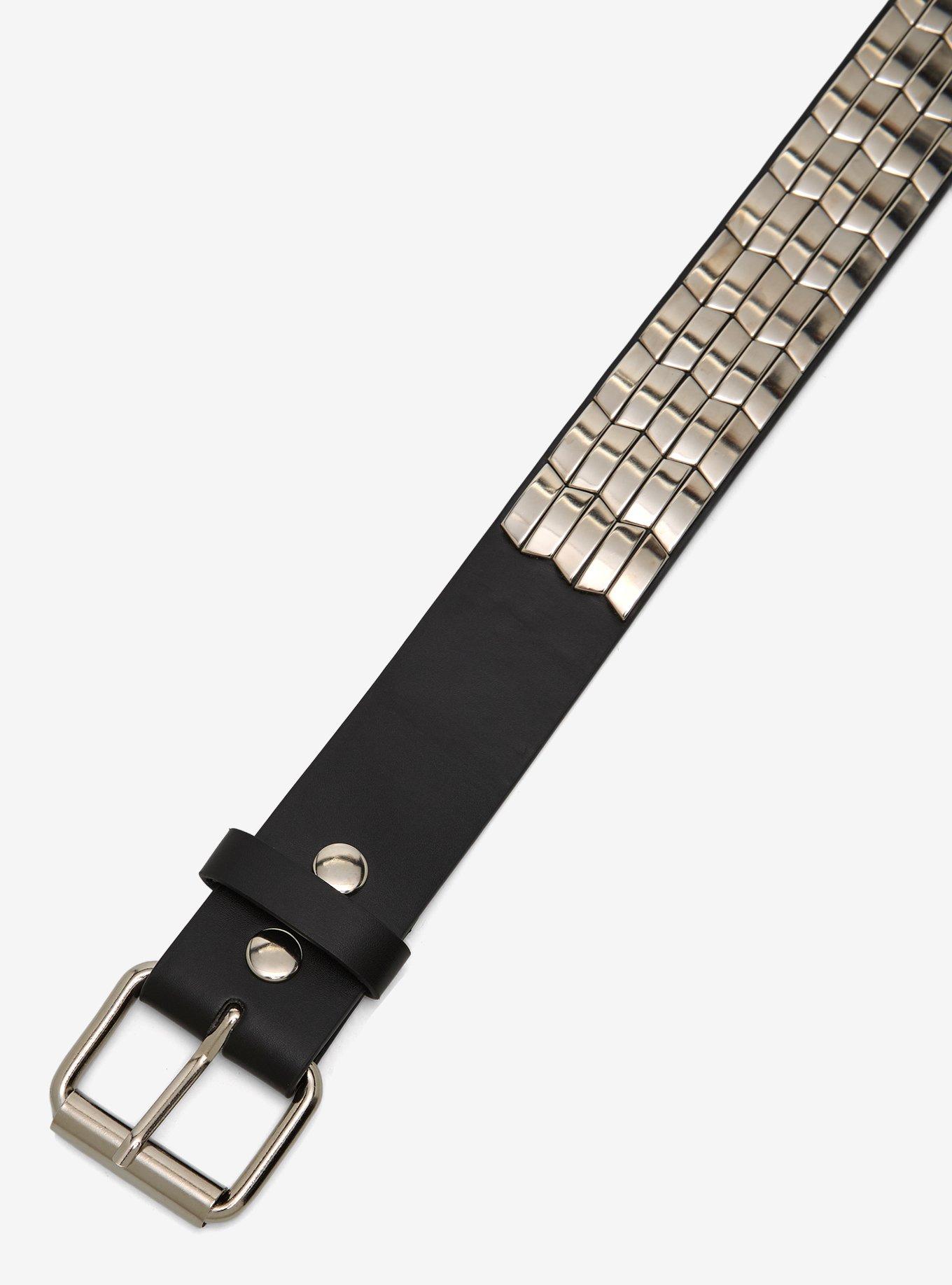 Black & Silver Zigzag Stud Belt, , hi-res
