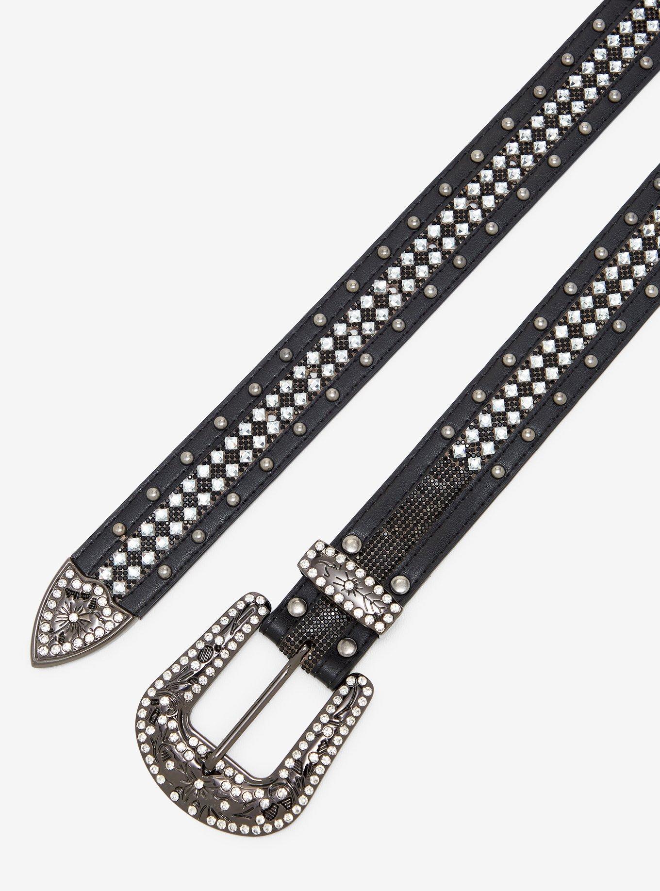 Black Round Stud Belt, , hi-res