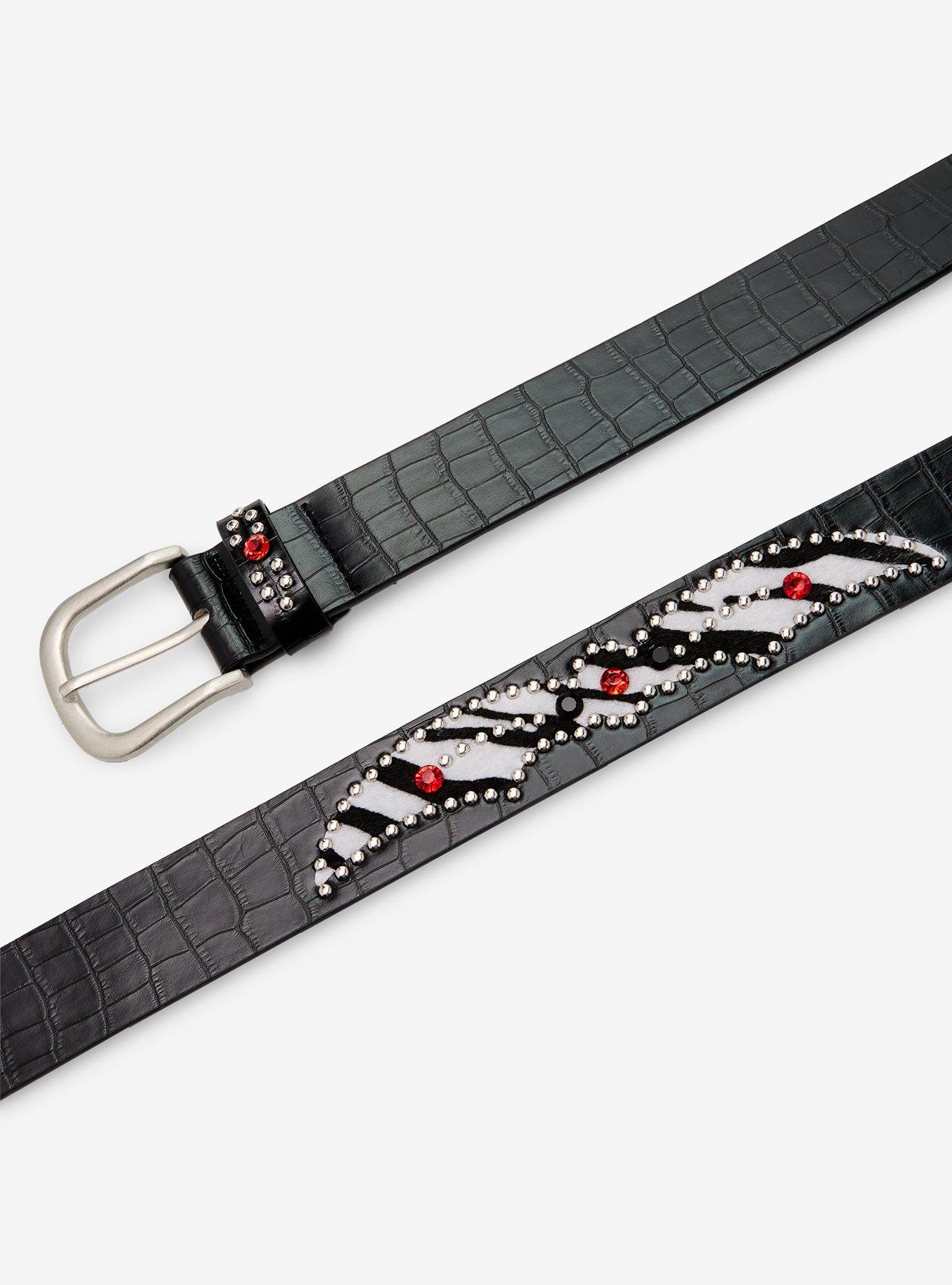 Black & Red Crocodile & Zebra Belt, , hi-res