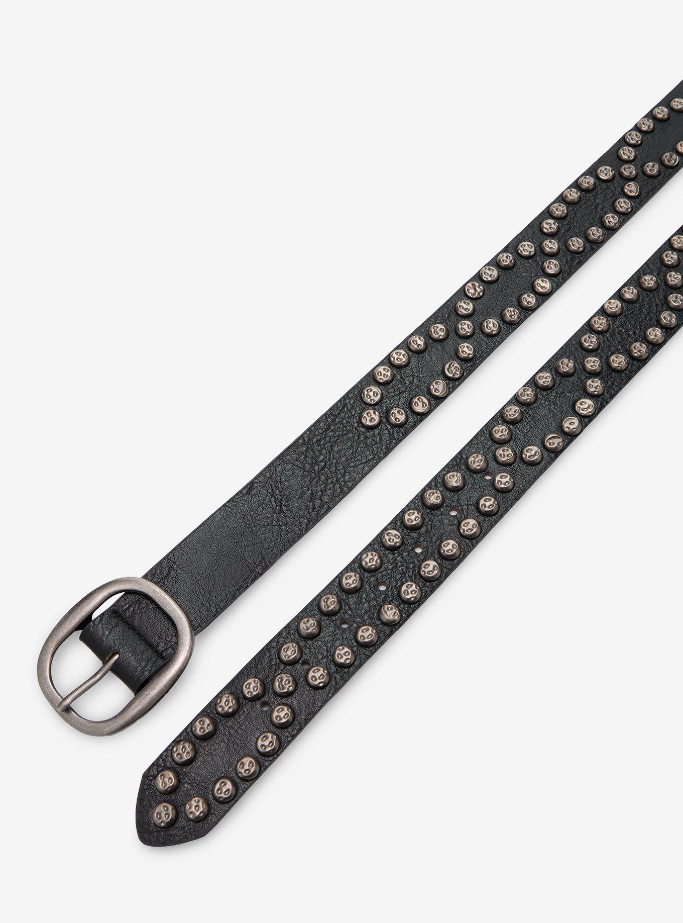 Black Hammered Stud Belt, , hi-res