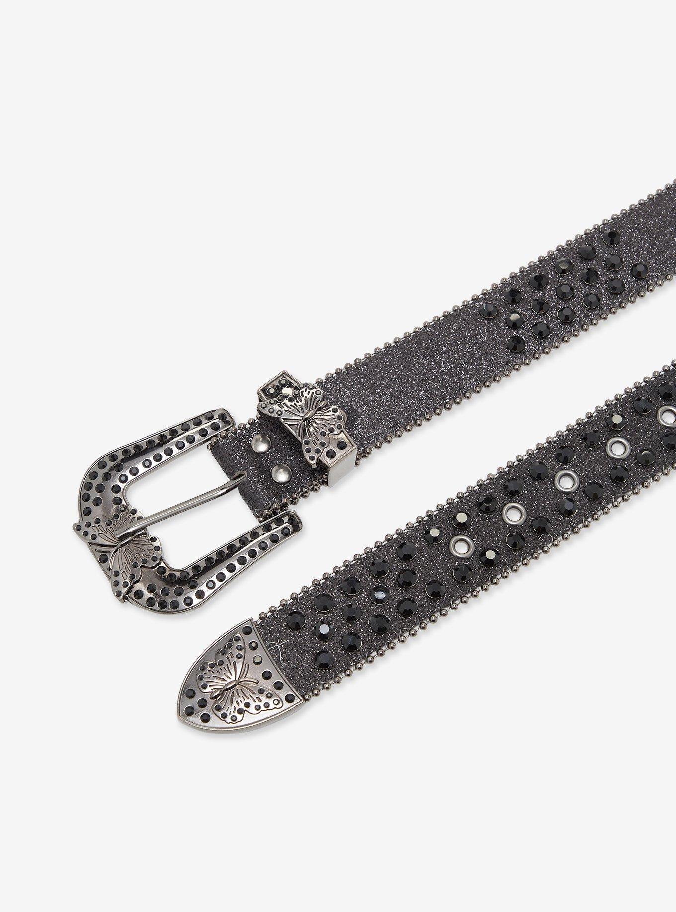 Black Glitter Butterfly Bling Belt, , hi-res