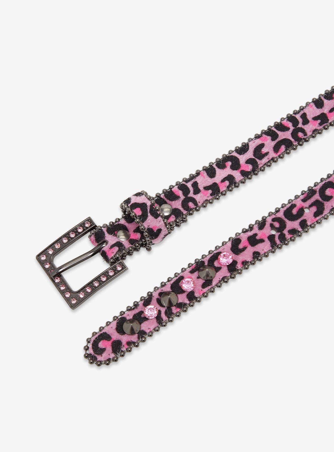 Pink Leopard Skull Bling Belt, , hi-res
