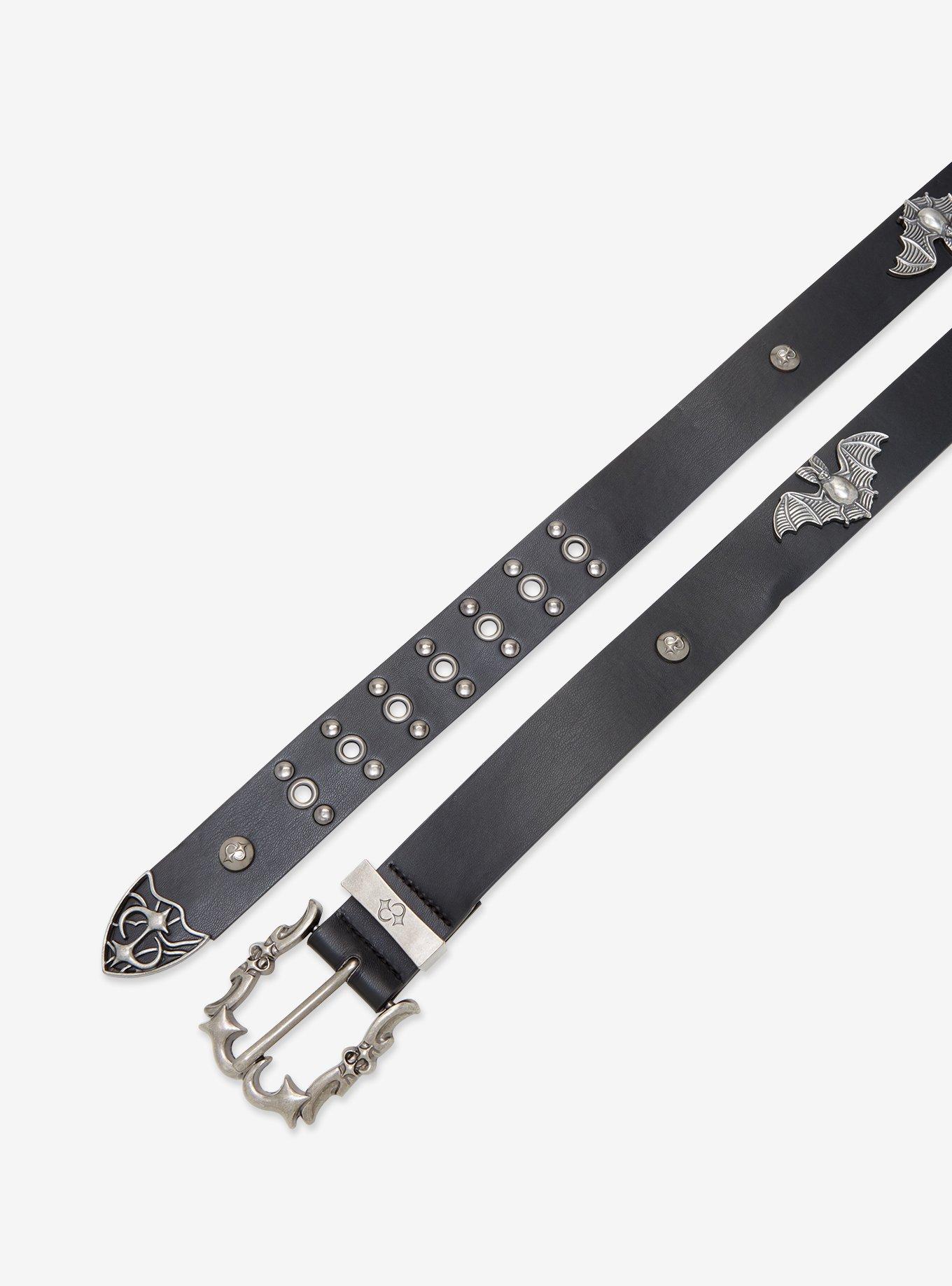 Black Bat Stud Grommet Belt, , hi-res