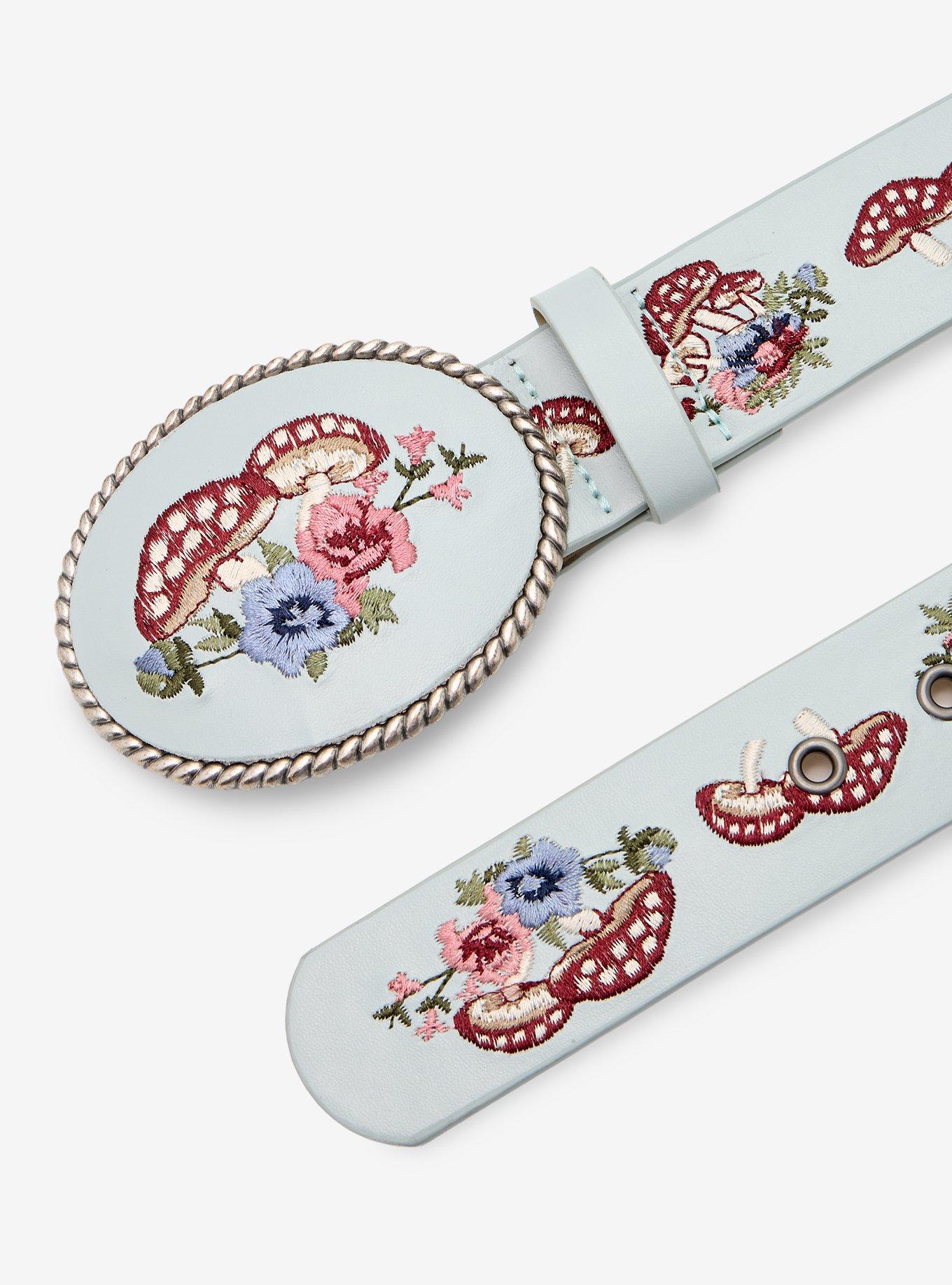 Mushroom Floral Embroidered Belt, , hi-res