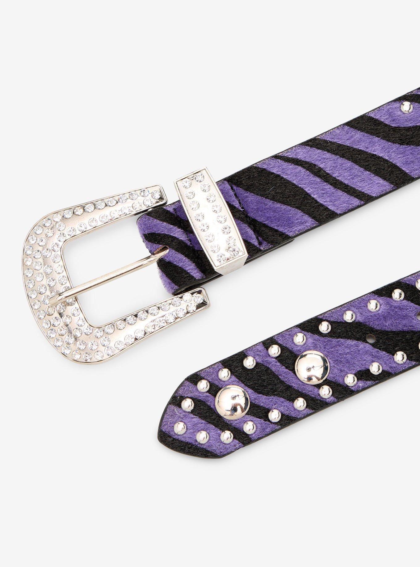 Purple Zebra Stud Belt, , hi-res