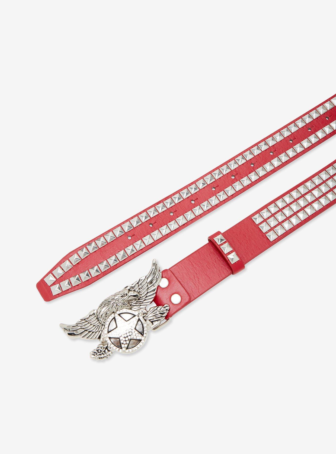 Red Eagle Pyramid Stud Belt, , hi-res