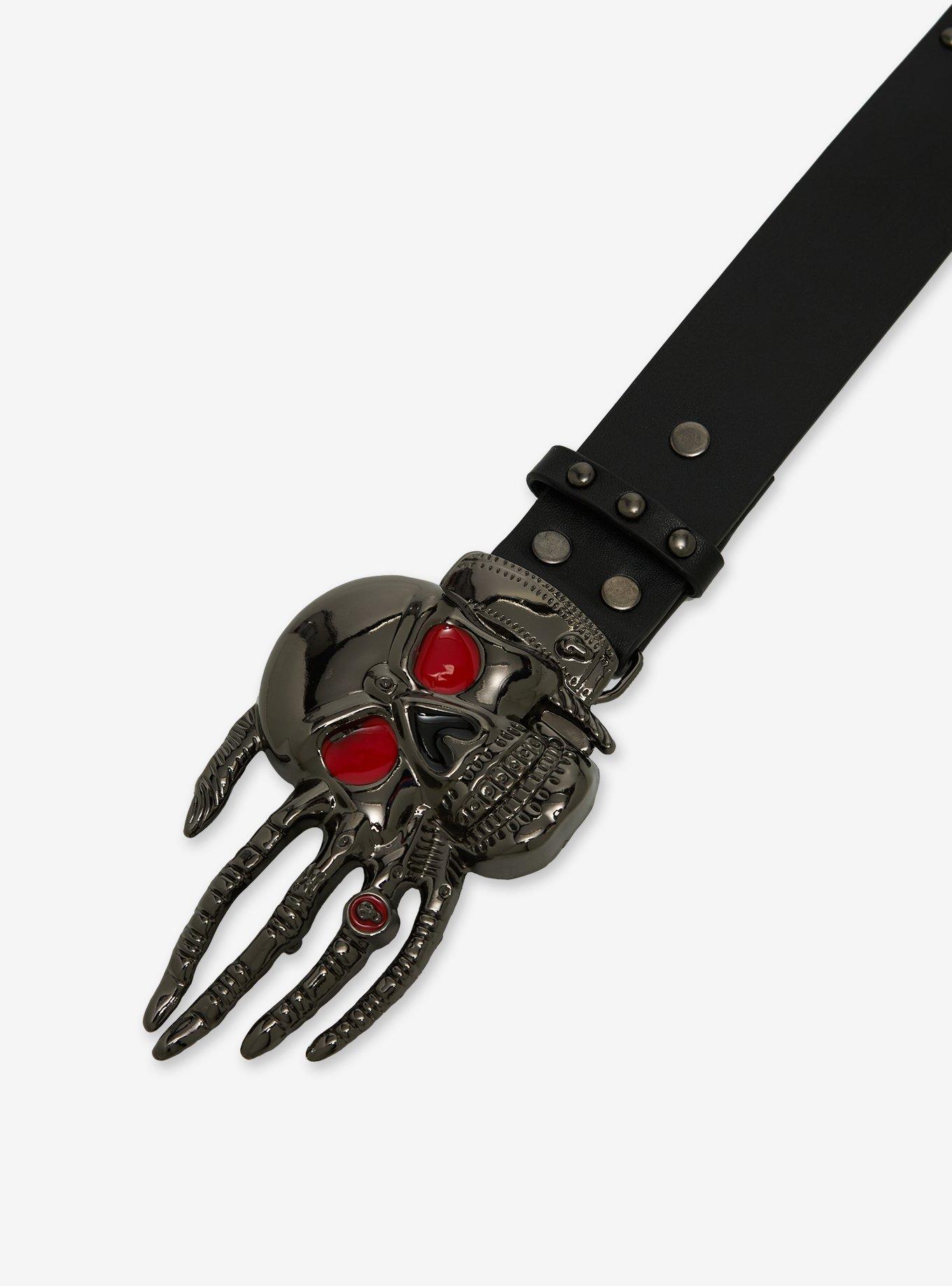 Skull Buckle Stud Belt, , hi-res
