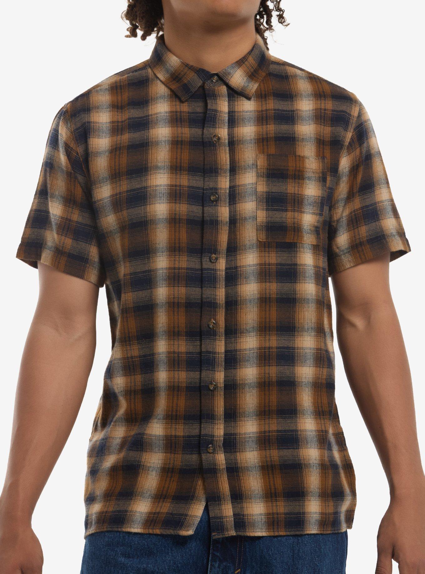 Winged Skull Plaid Woven Button-Up, , hi-res