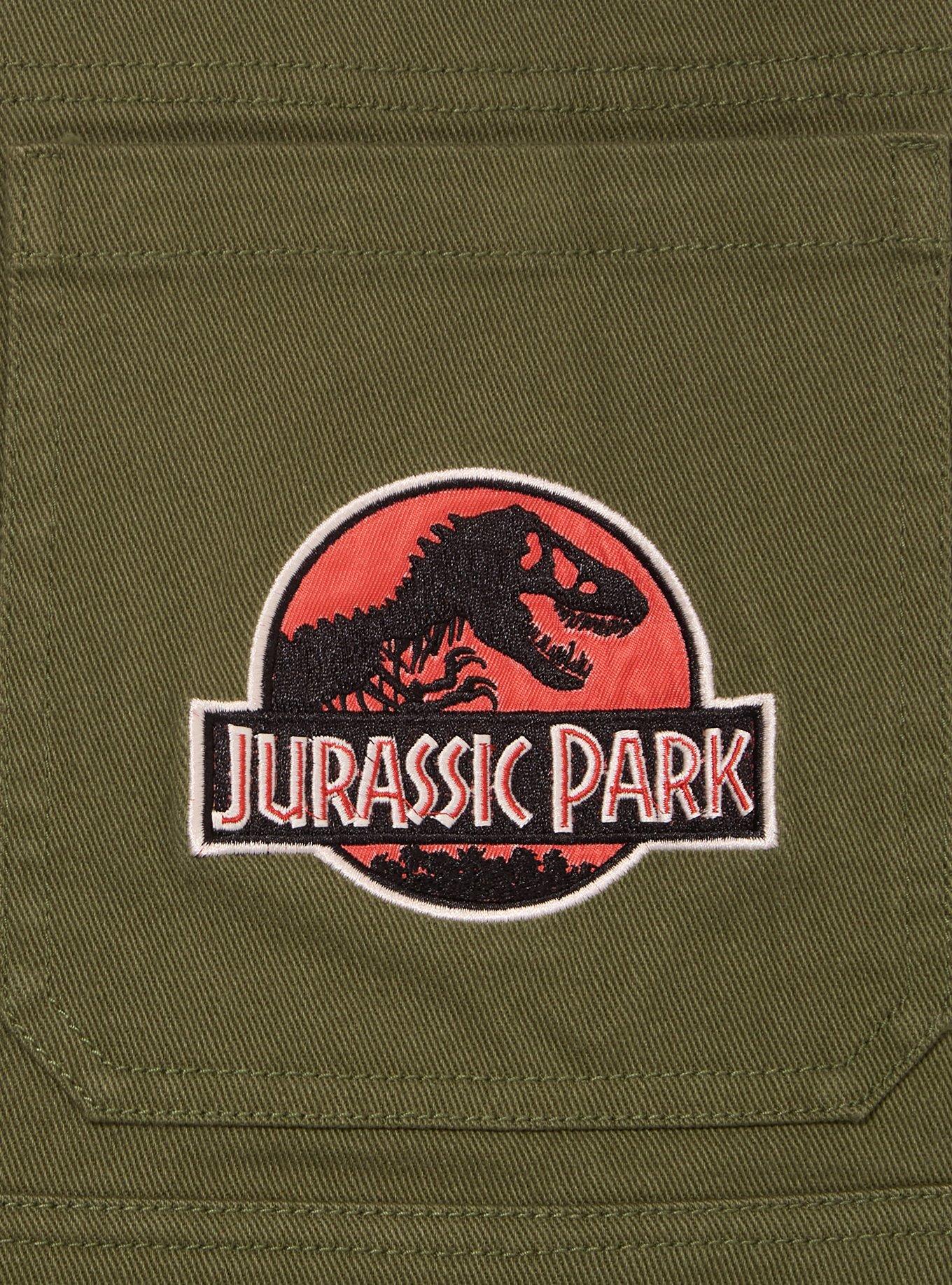Jurassic Park Embroidered Patches Women's Overall Dress - BoxLunch Exclusive, BROWN, alternate - view 3