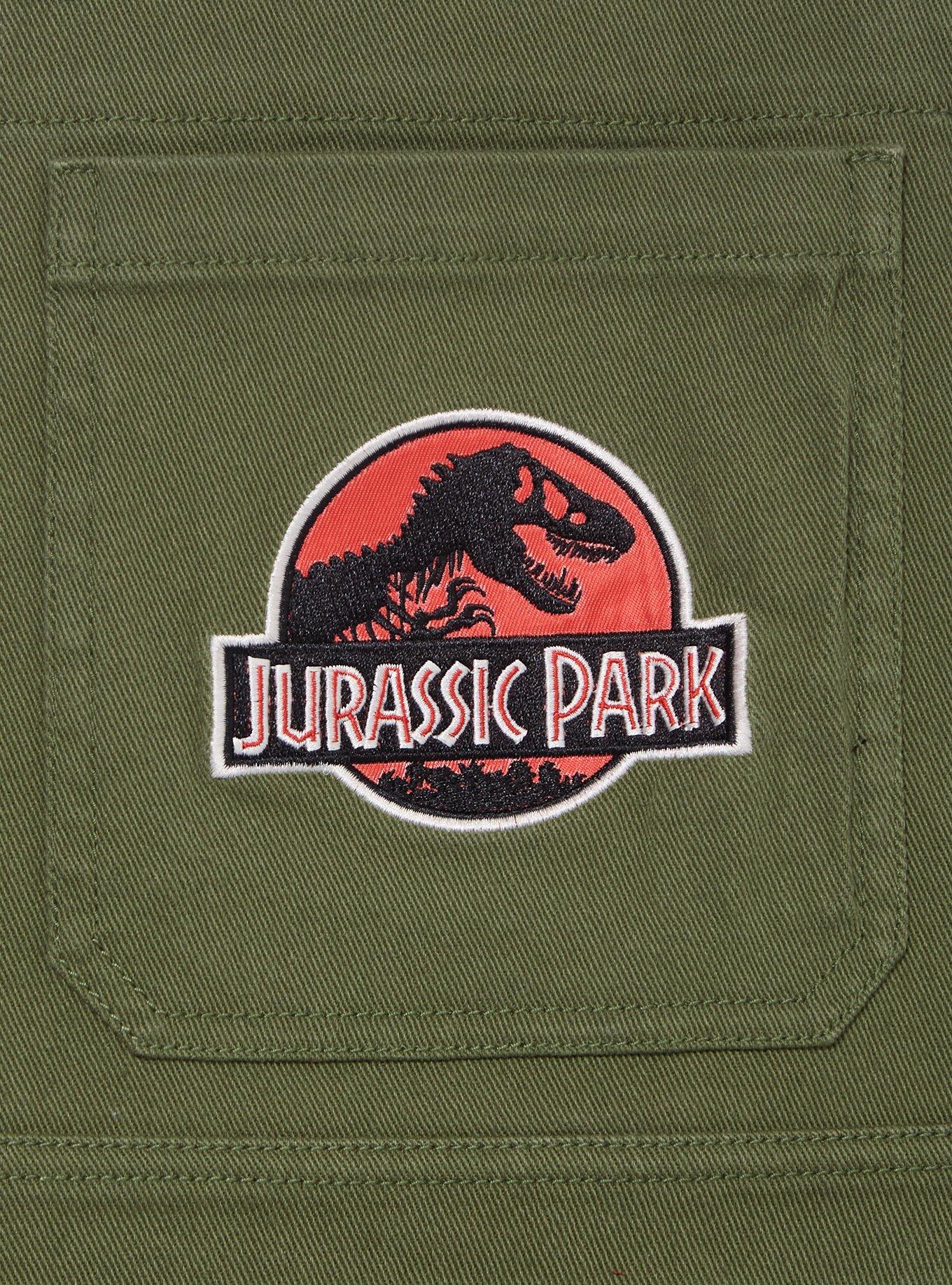 Jurassic Park Embroidered Patches Women's Plus Size Overall Dress - BoxLunch Exclusive, BROWN, alternate - view 3