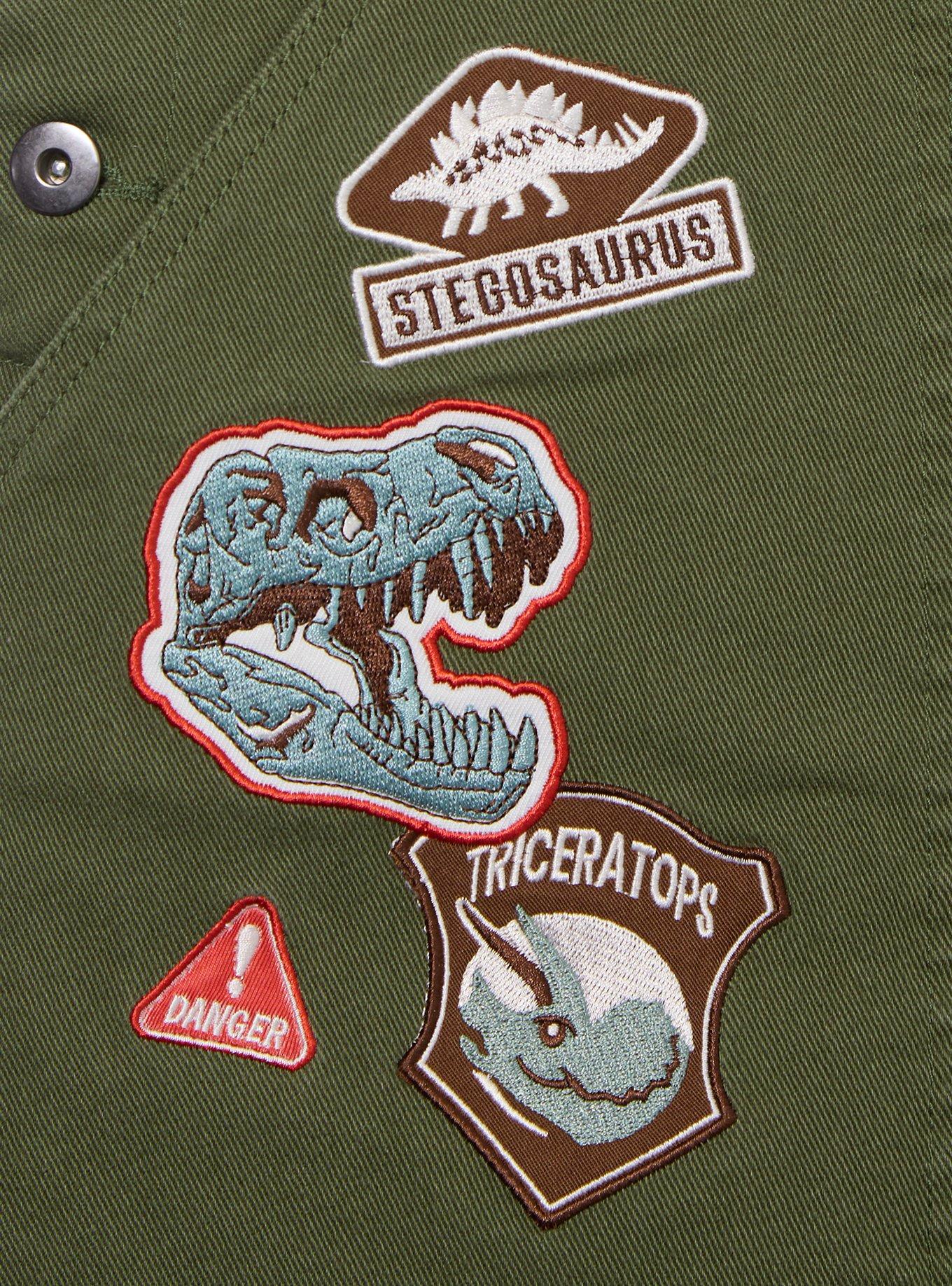 Jurassic Park Embroidered Patches Women's Plus Size Overall Dress - BoxLunch Exclusive, BROWN, alternate - view 4