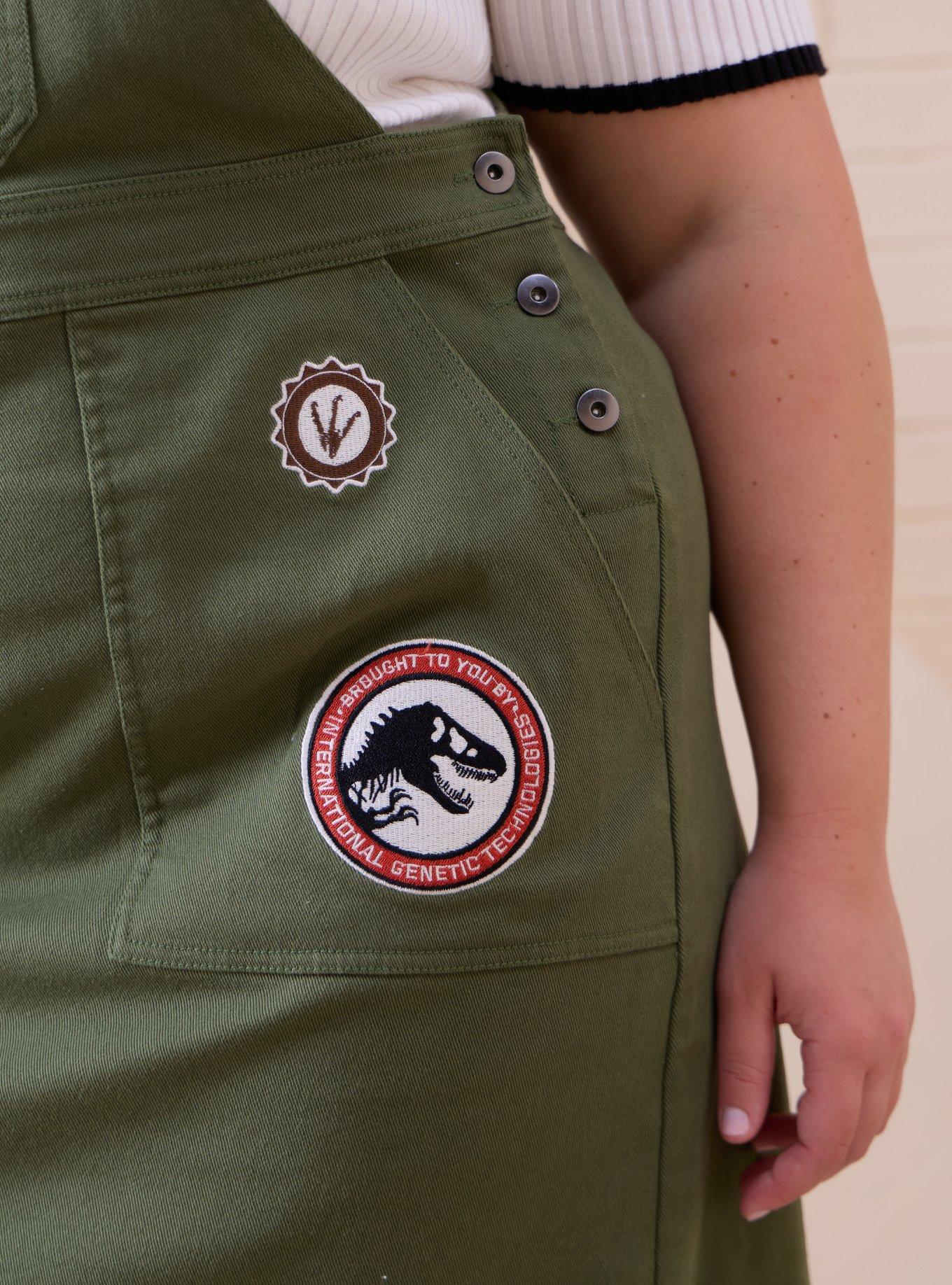 Jurassic Park Embroidered Patches Women's Plus Size Overall Dress - BoxLunch Exclusive, BROWN, alternate - view 5